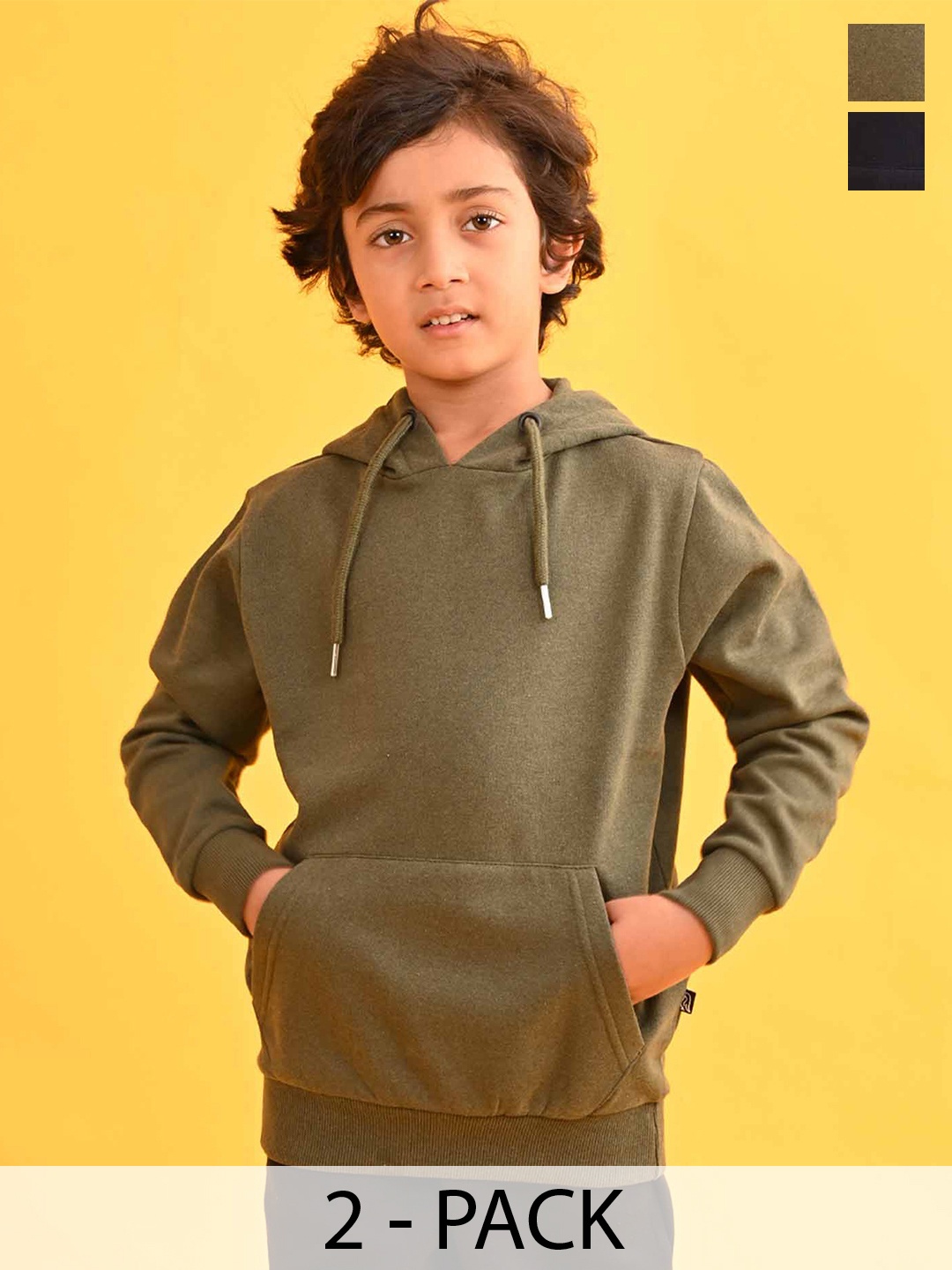 

Anthrilo Boys Pack Of 2 Hooded Fleece Pullover, Navy blue
