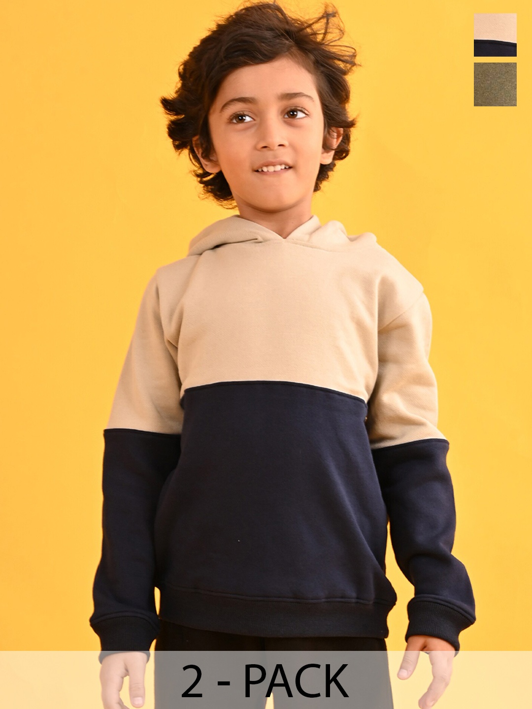 

Anthrilo Boys Pack Of 2 Hooded Sweatshirt, Beige