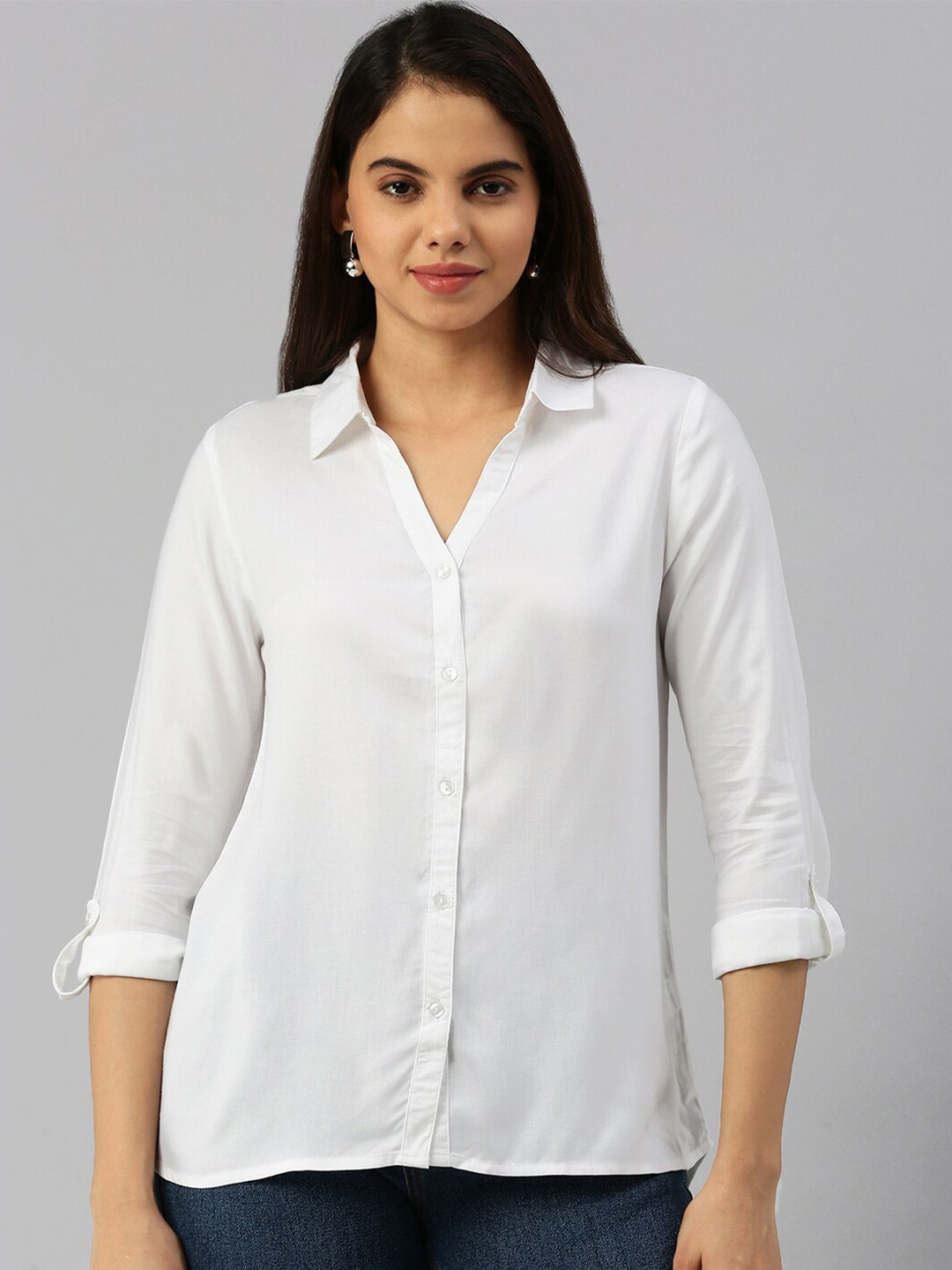 

De Moza Roll-Up Sleeves Original Shirt, White