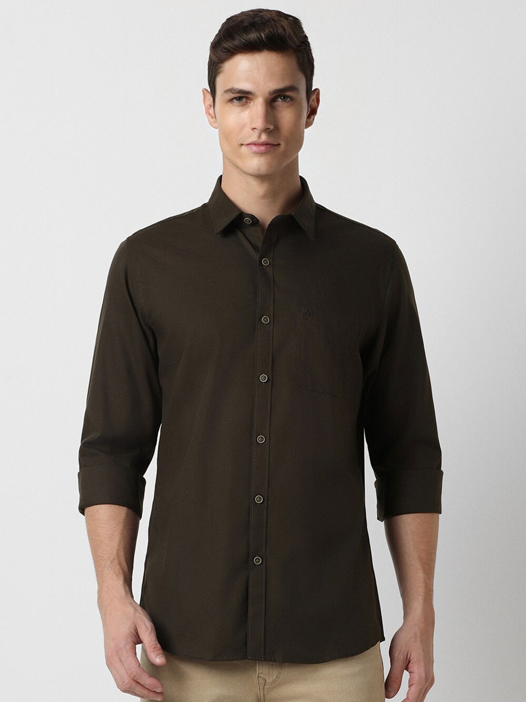 

Peter England Casuals Slim Fit Pure Cotton Casual Shirt, Brown