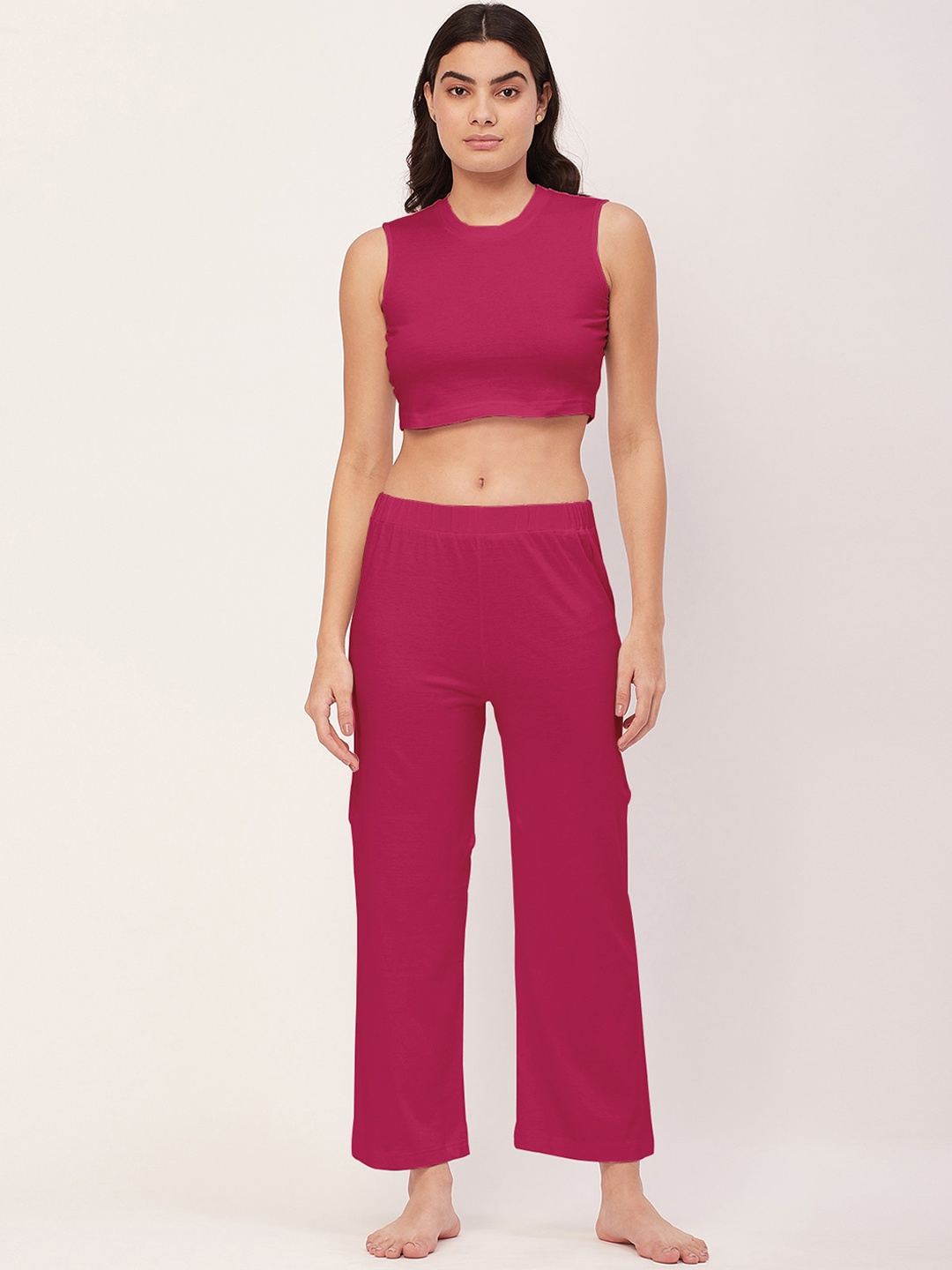 

Moomaya Round Neck Night Suit, Pink