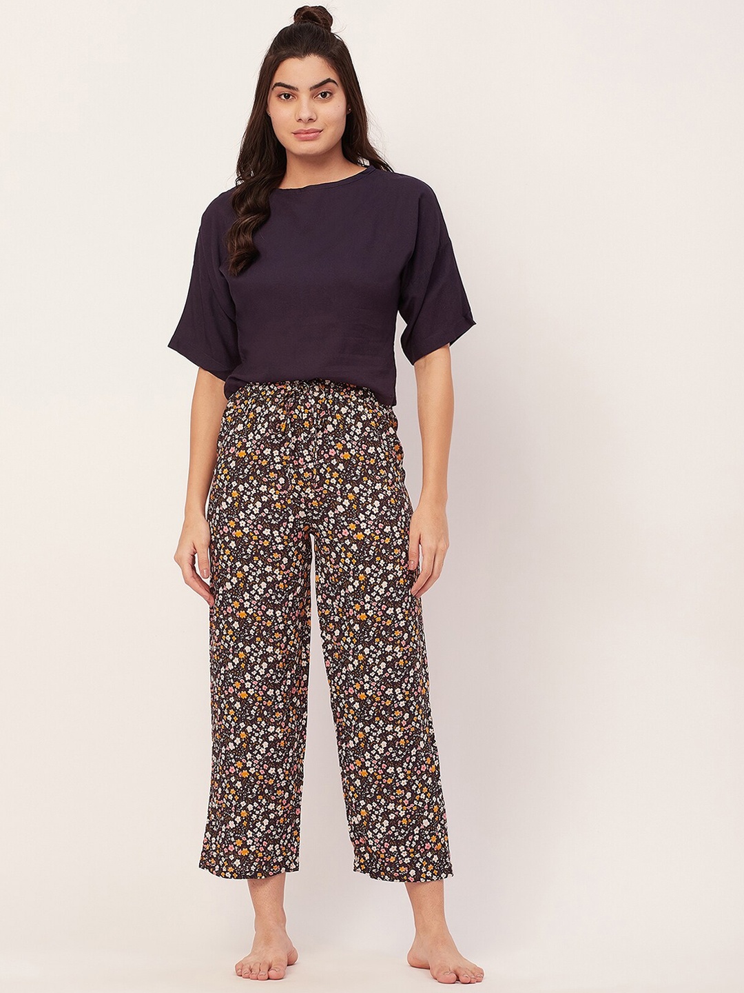 

Moomaya Top With Pyjamas Night Suit, Navy blue
