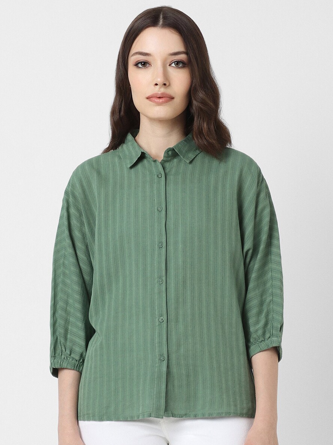 

Van Heusen Woman Vertical Stripes Casual Shirt, Green