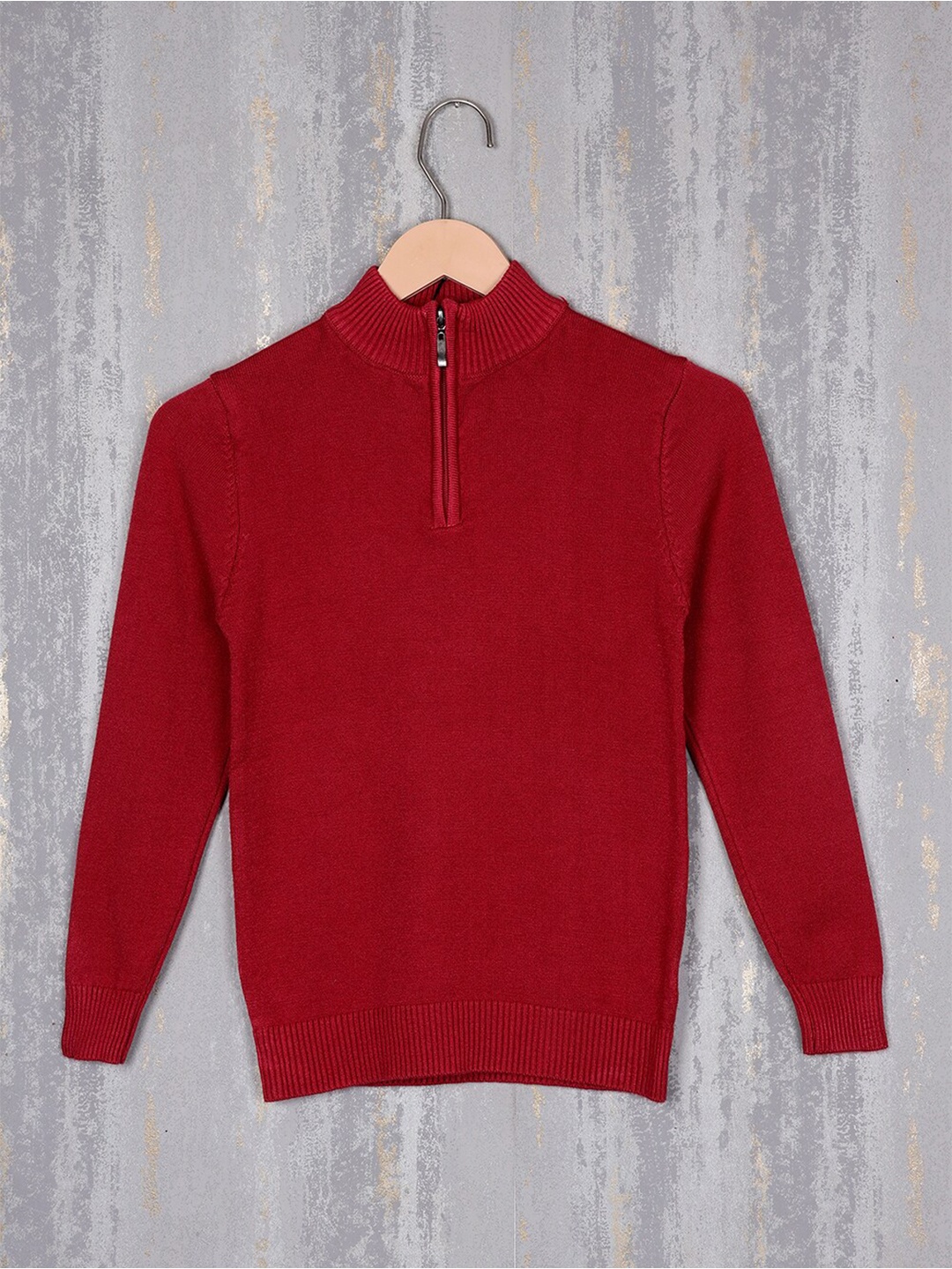 

Steele Boys Mock Collar Woollen Pullover Sweater, Maroon