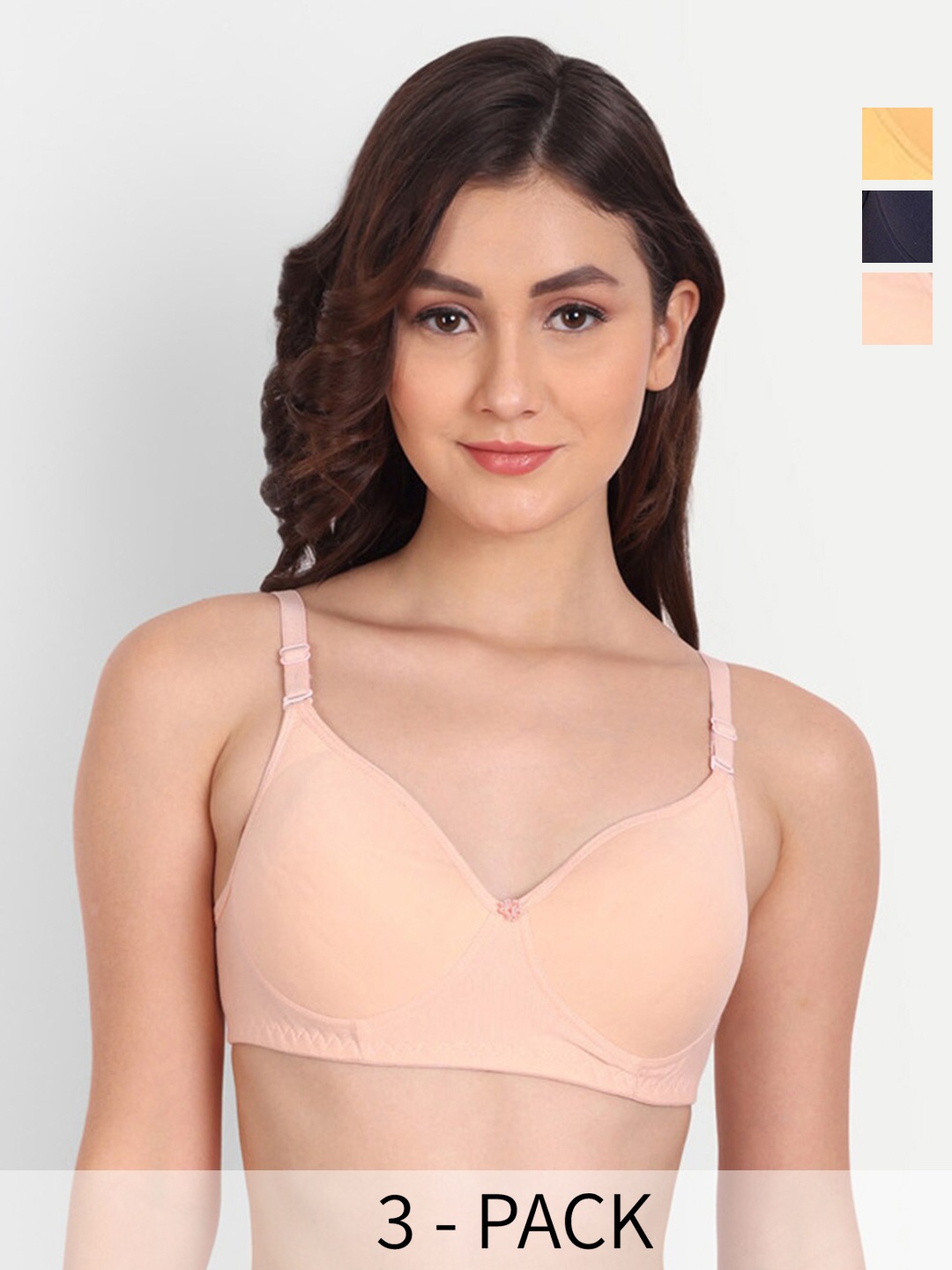 

Liigne Pack of 3 Full Coverage Lightly Padded Bra with All Day Comfort, Nude