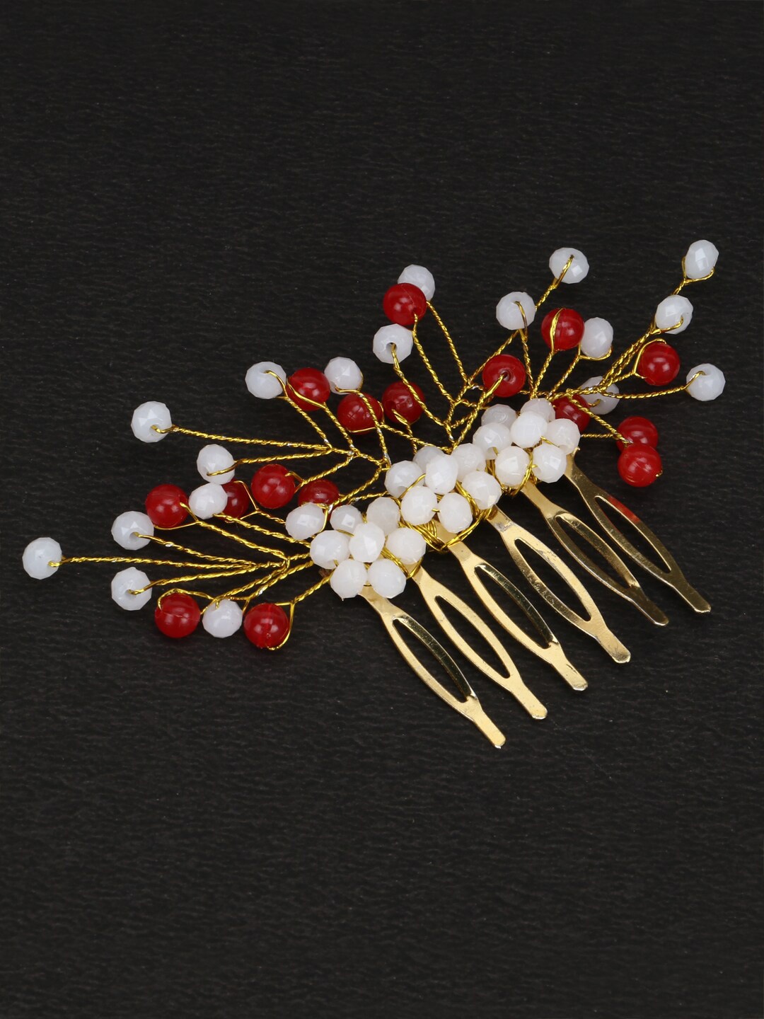 

VAGHBHATT Gold-plated Beaded Hair Accessory Set, Red
