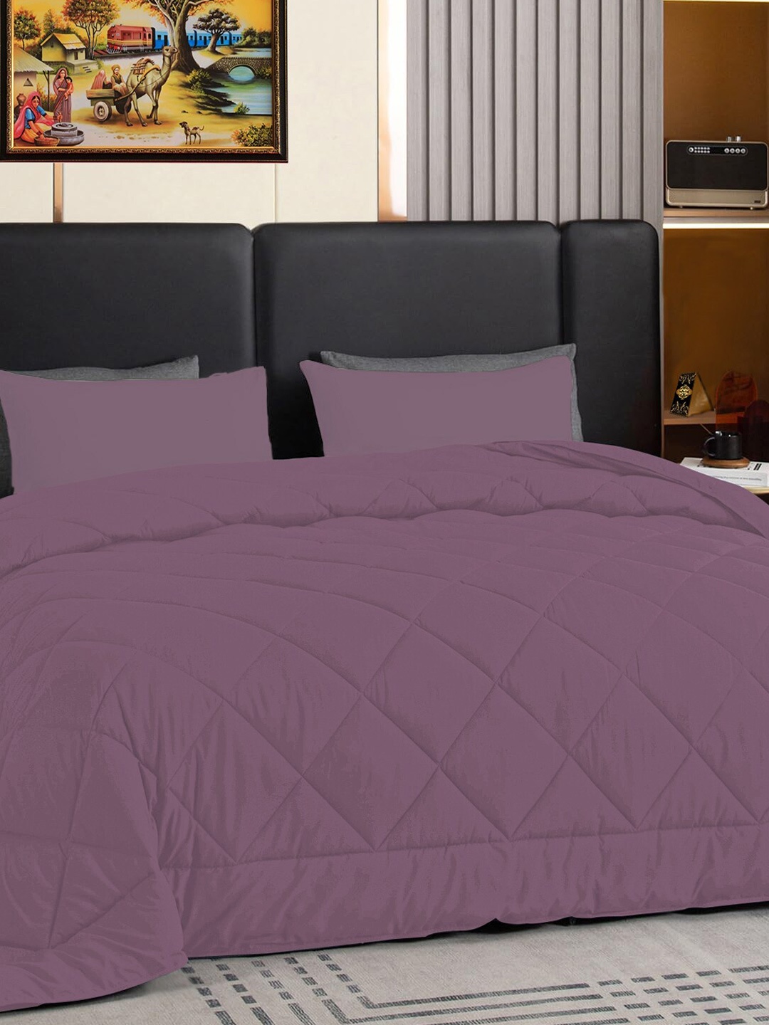 

Adbeni Mauve Geometric Cotton AC Room 300 GSM Single Bed Comforter