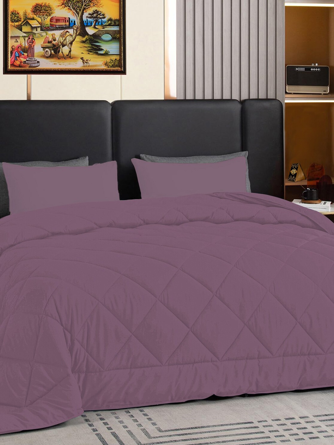 

Adbeni Mauve Geometric Cotton AC Room 300 GSM Double Bed Comforter