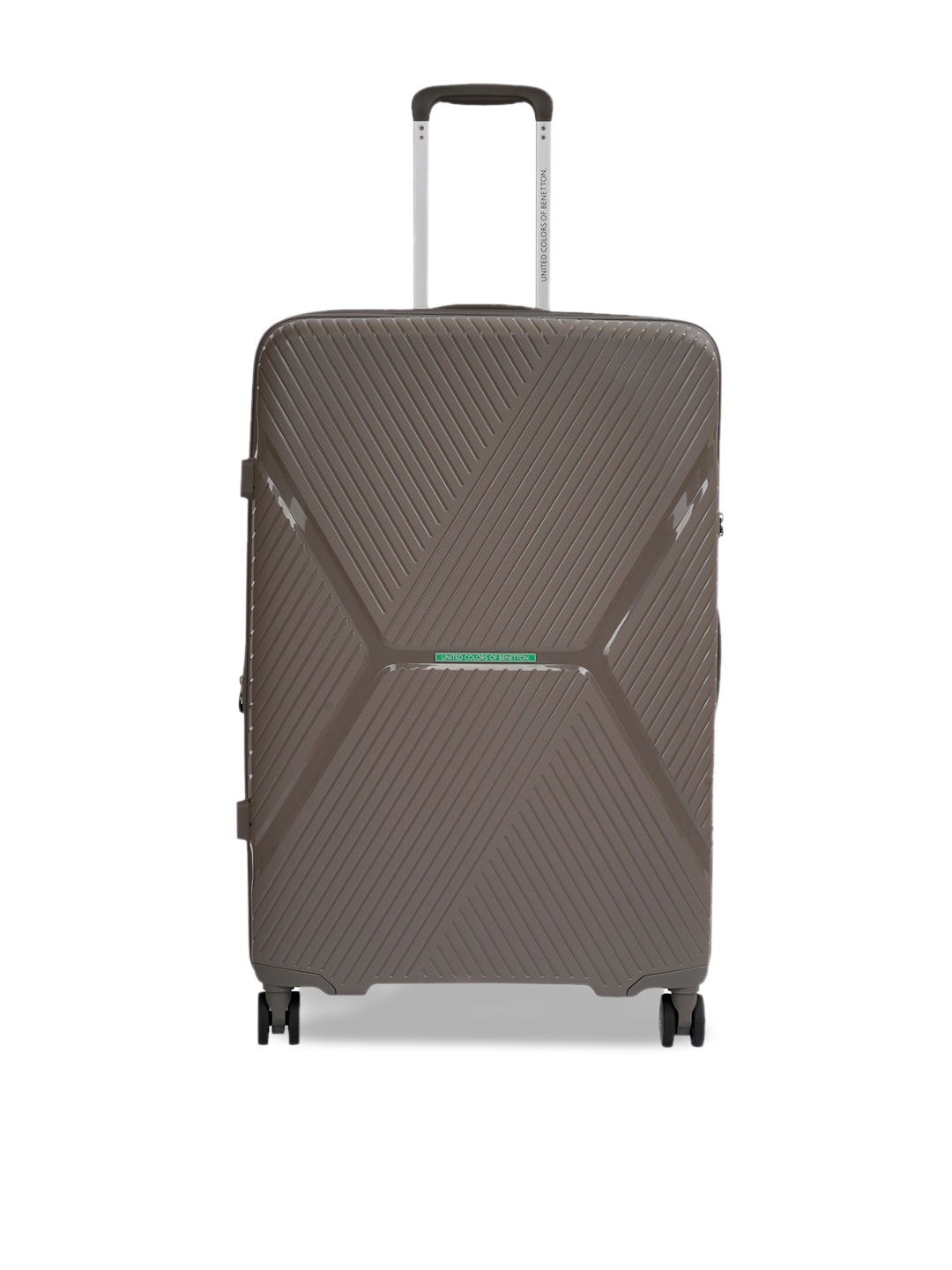 

United Colors of Benetton Textured Hard-Sided Medium Check-In Trolley Suitcase, Brown