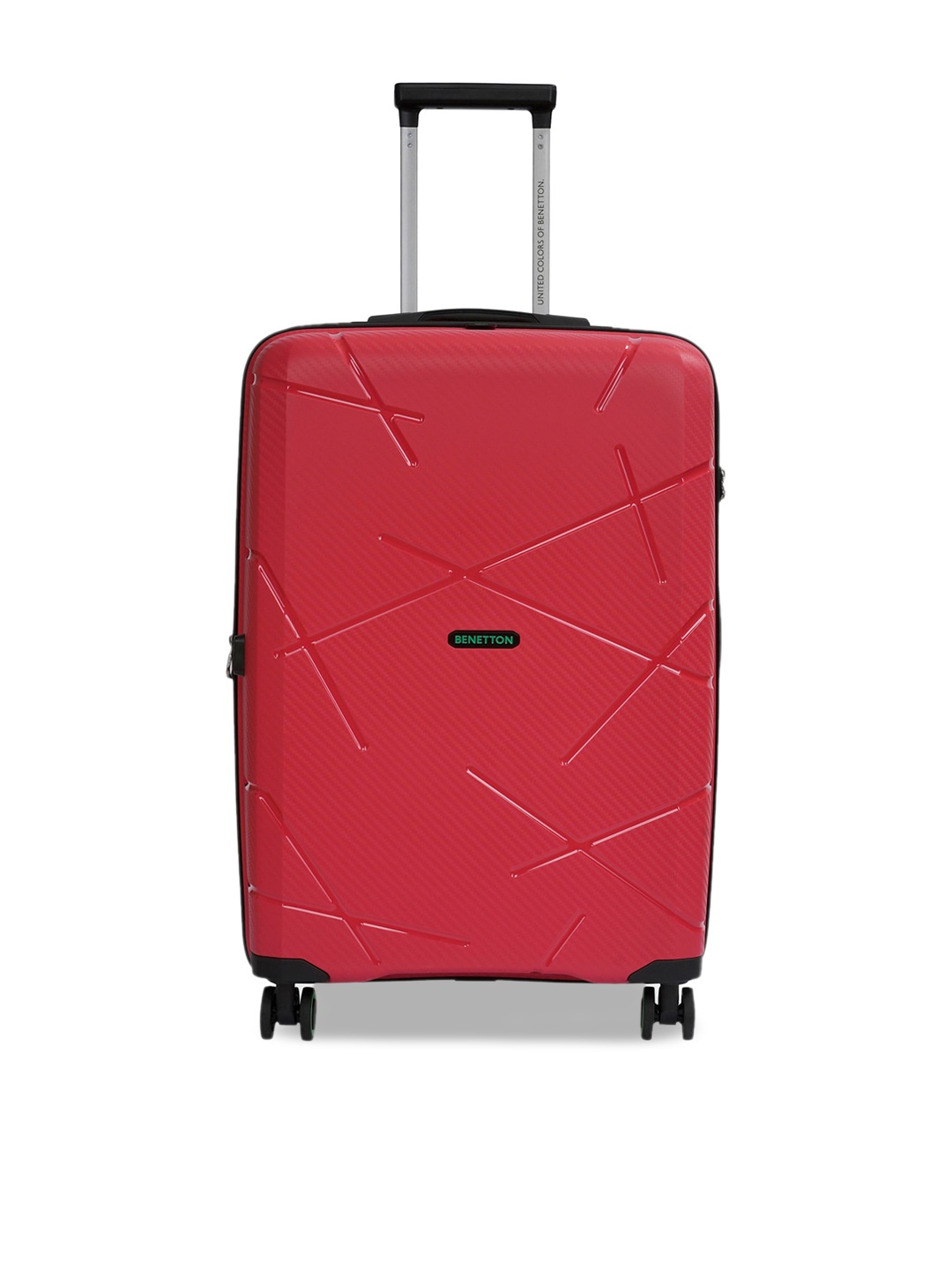 

United Colors of Benetton Textured Hard-Sided Medium Trolley Suitcase, Red