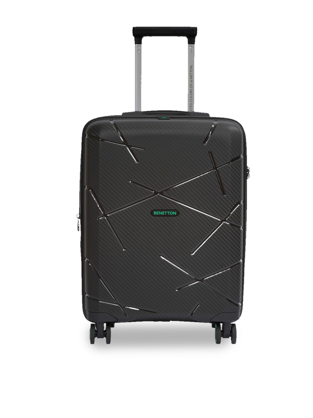

United Colors of Benetton Textured Hard-Sided Medium Trolley Suitcase, Black
