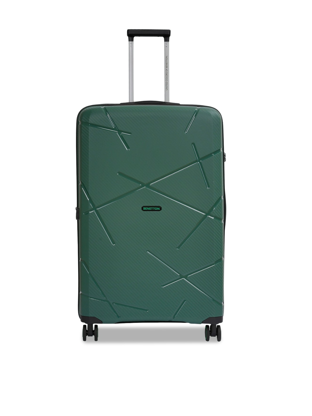 

United Colors of Benetton Textured Hard Sided Medium Trolley Suitcase, Green