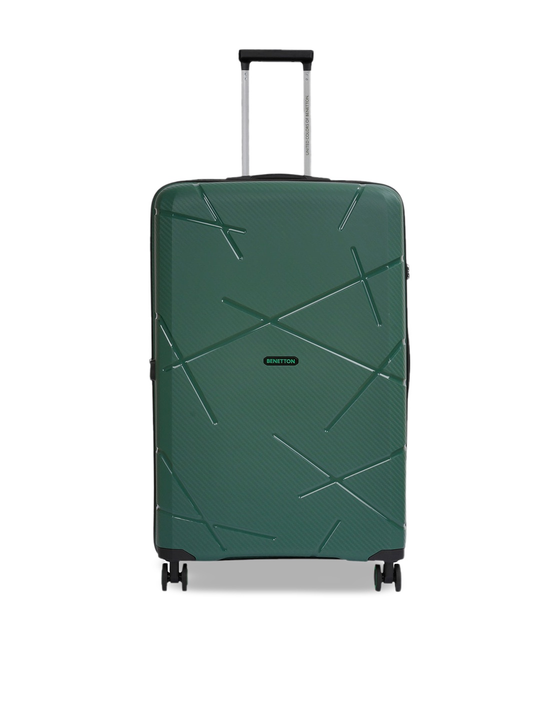 

United Colors of Benetton Textured Hard-Sided Cabin Trolley Suitcase - 48 L, Green
