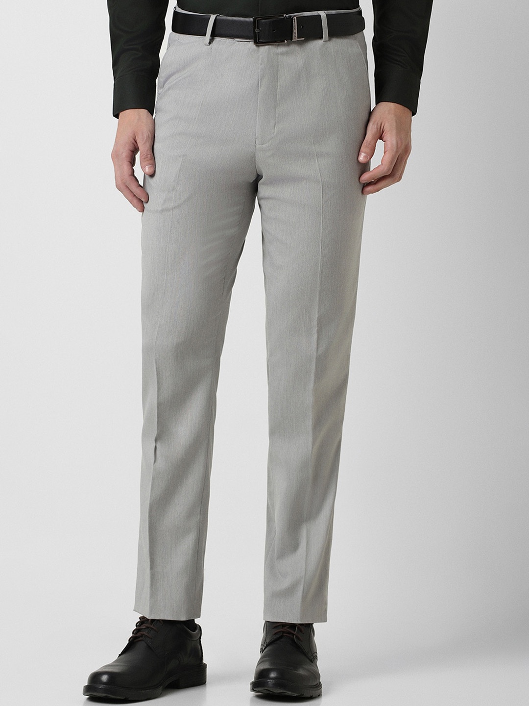 

Peter England Men Slim Fit Formal Trousers, Grey