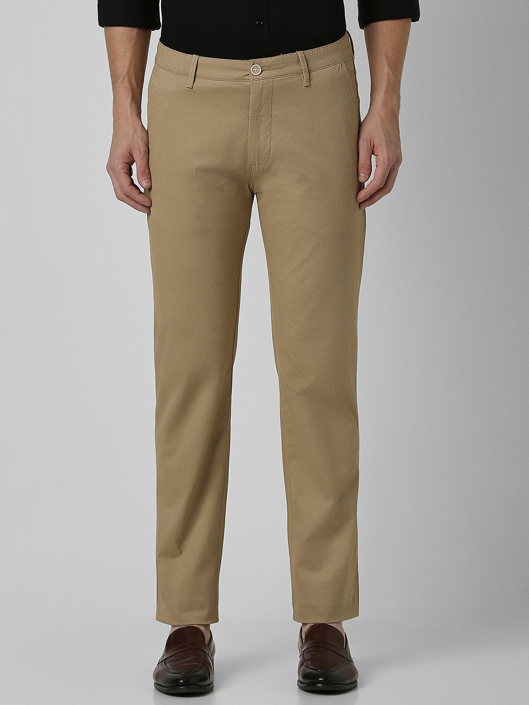 

Peter England Casuals Men Slim Fit Trousers, Khaki