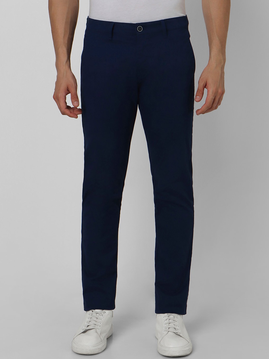 

Peter England Casuals Men Mid-Rise Slim Fit Trousers, Navy blue