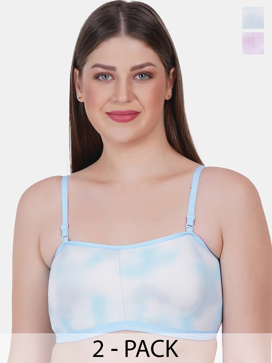 

Reveira Pack Of 2 Abstract Printed Lightly Padded Bandeau Bra, Blue