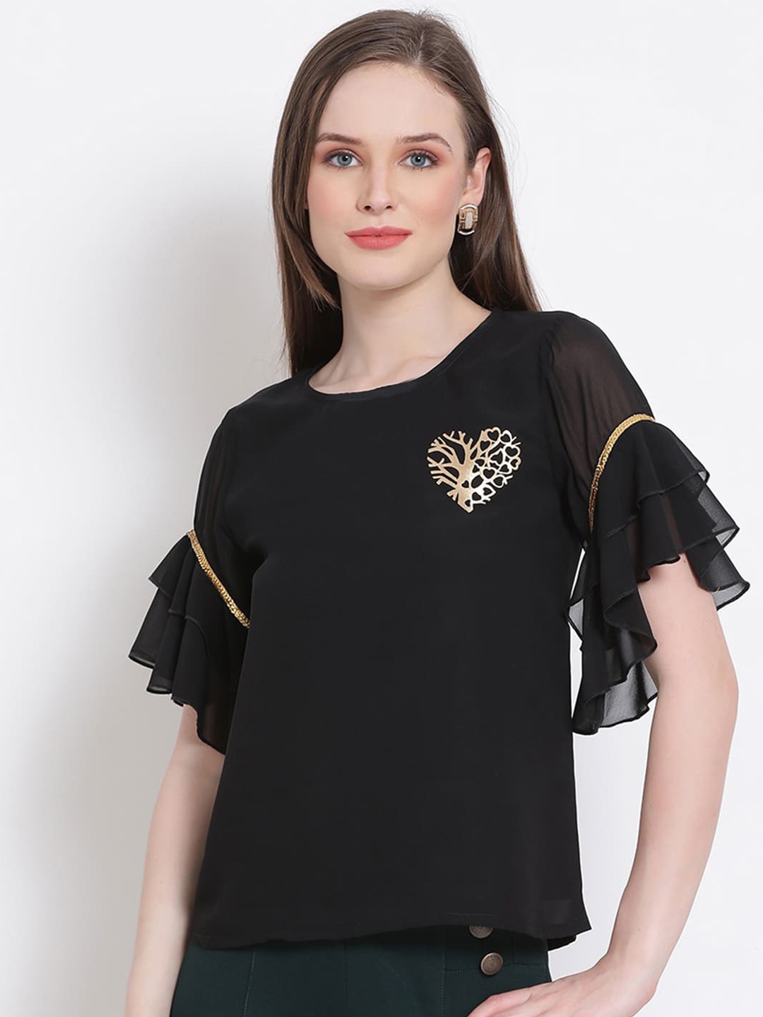 

DRAAX Fashions Bell Sleeves Top, Black
