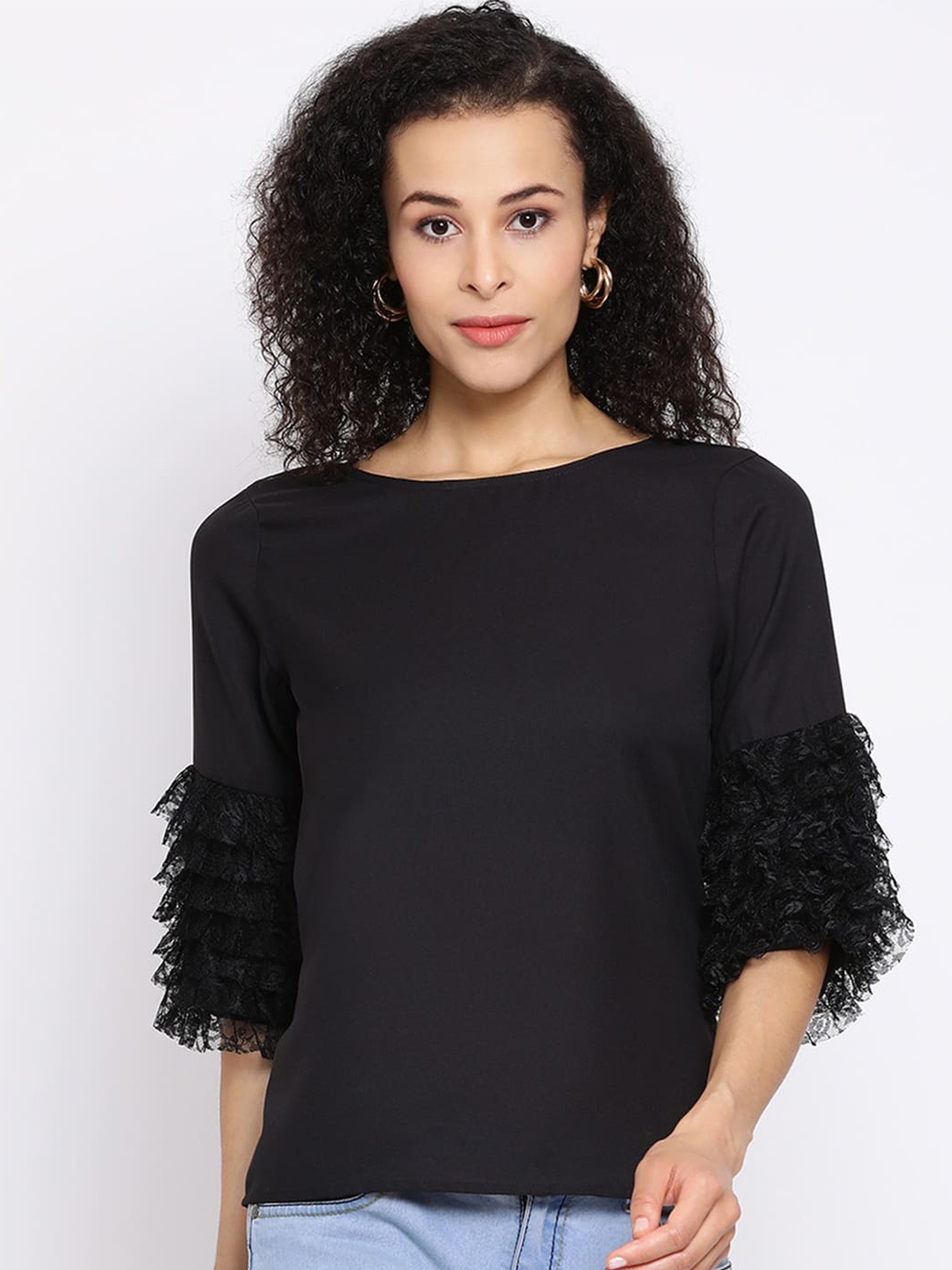 

DRAAX Fashions Round Neck Top, Black