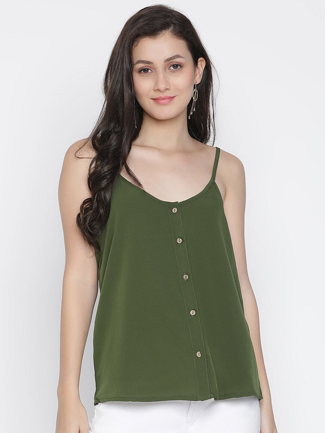 

DRAAX Fashions Shoulder Strap Regular Top, Green