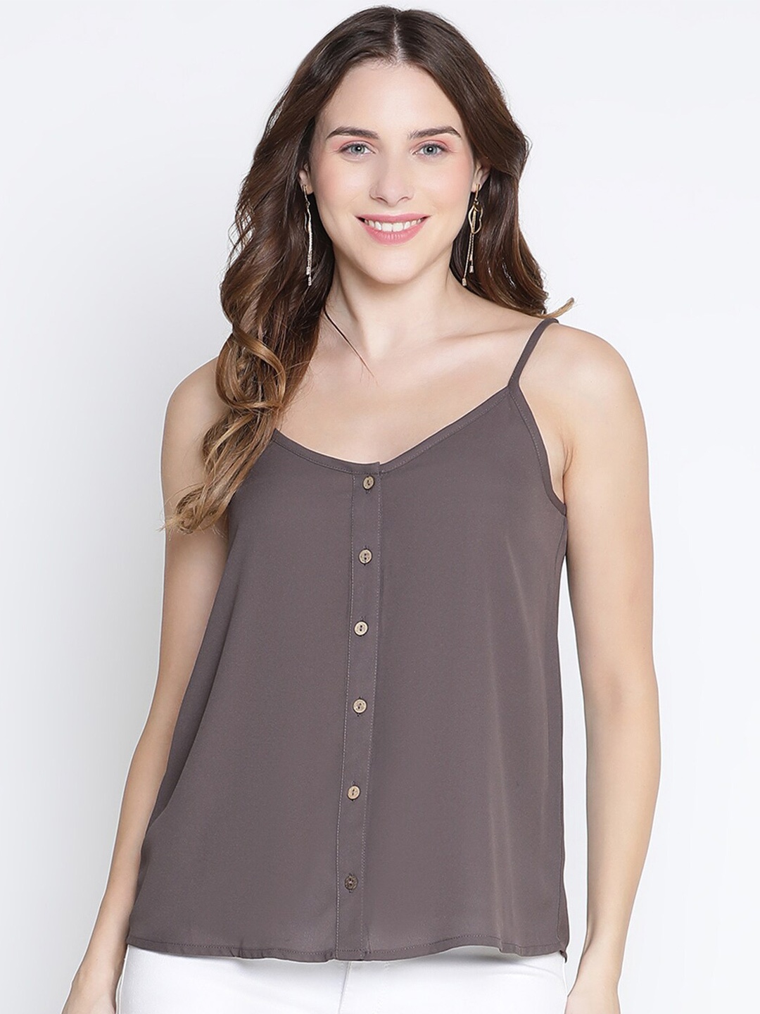 

DRAAX Fashions Shoulder Straps Top, Grey