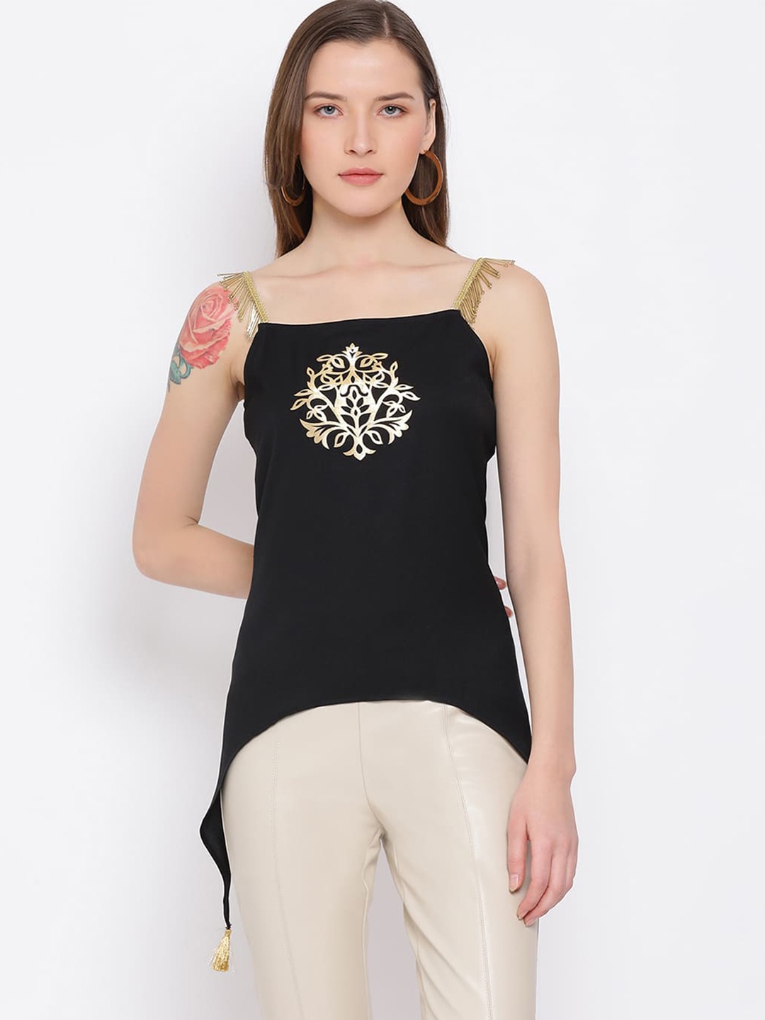 

DRAAX Fashions Shoulder Straps Top, Black