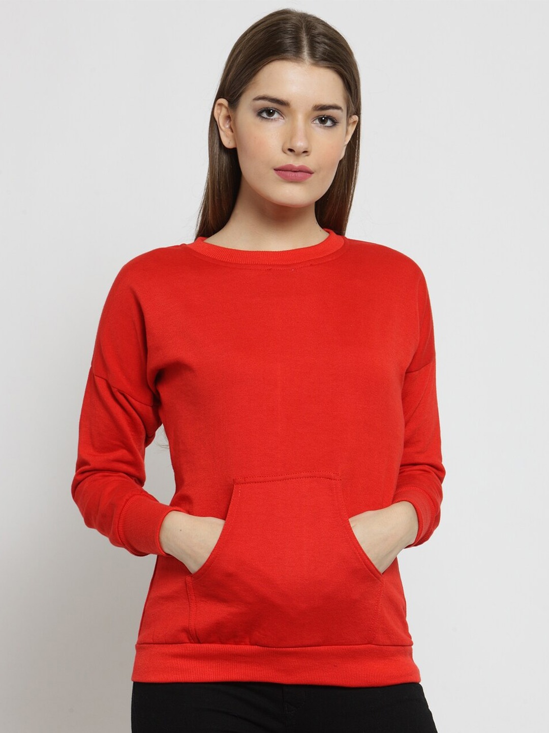 

BAESD Round Neck Fleece Sweatshirt, Red