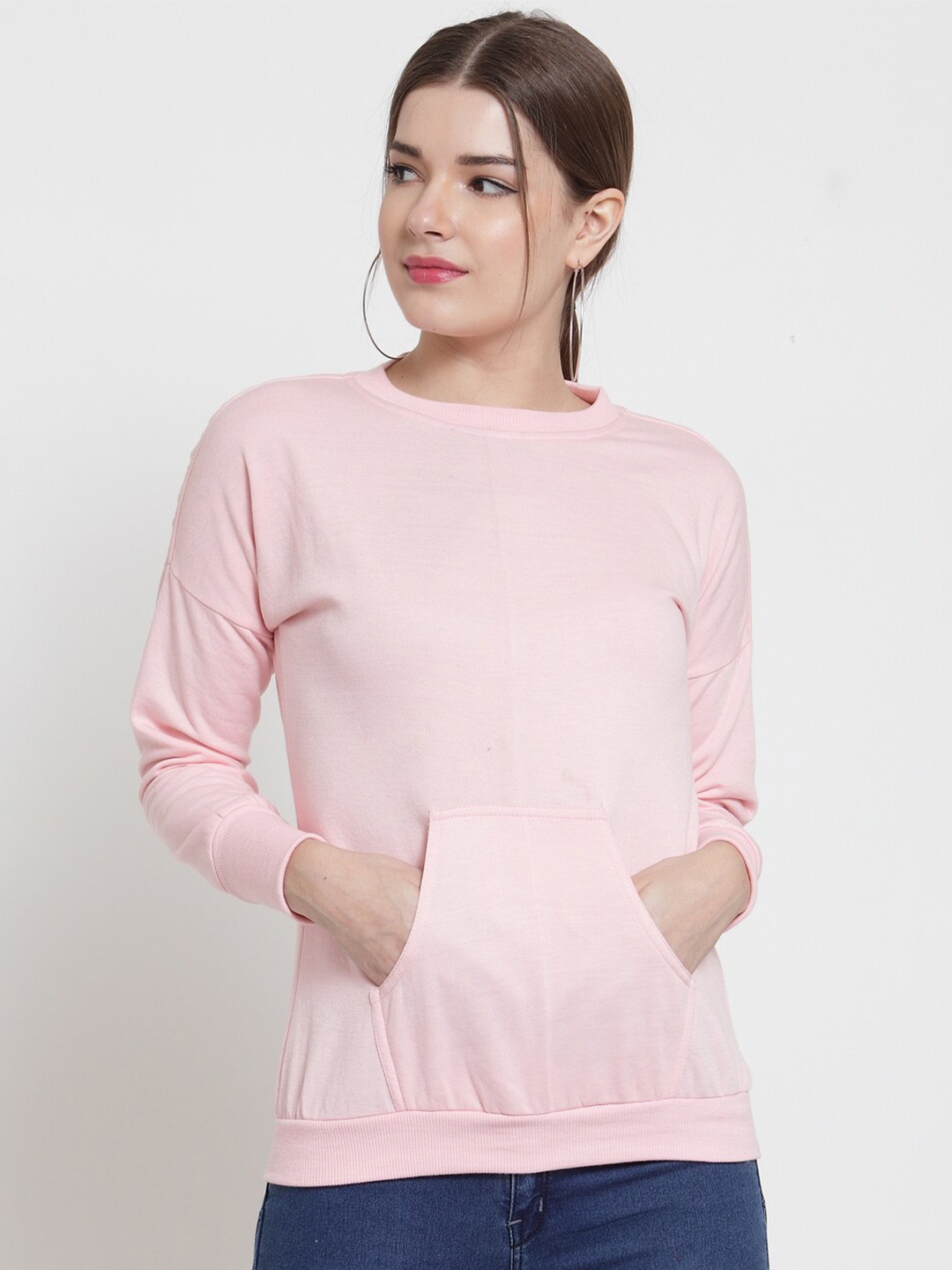

BAESD Drop-Shoulder Fleece Pullover Sweatshirt, Pink