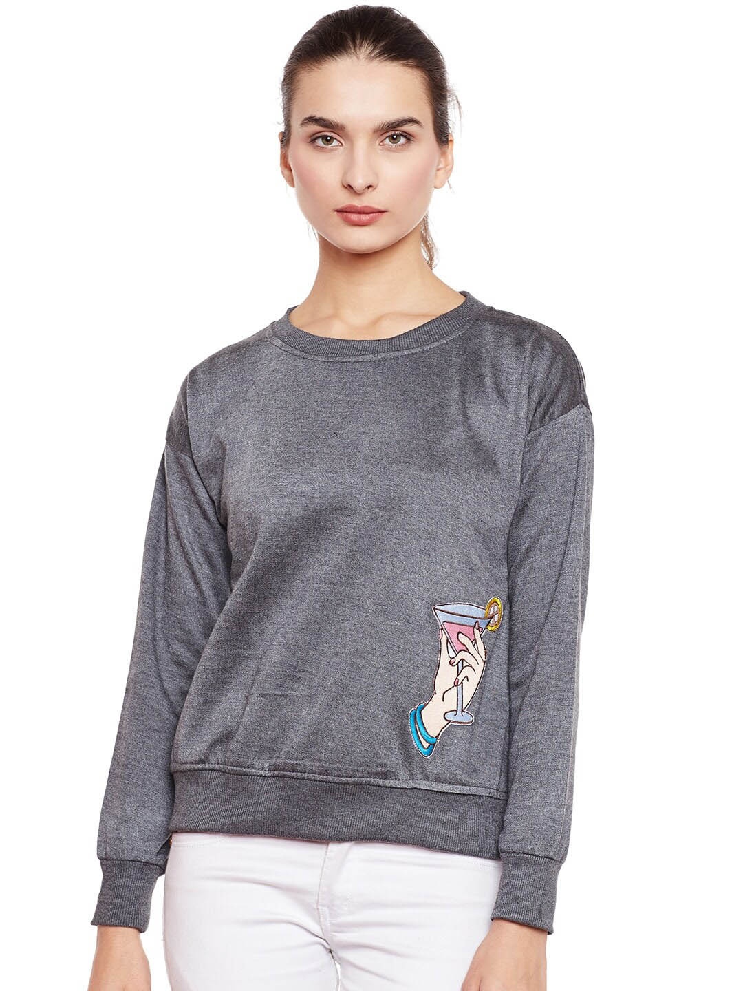

BAESD Graphic Printed Fleece Sweatshirt, Grey