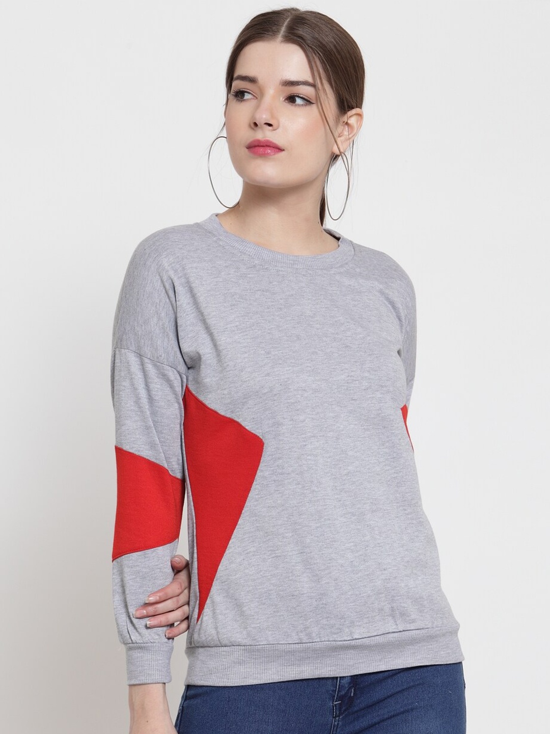 

BAESD Colourblocked Fleece Sweatshirt, Grey melange