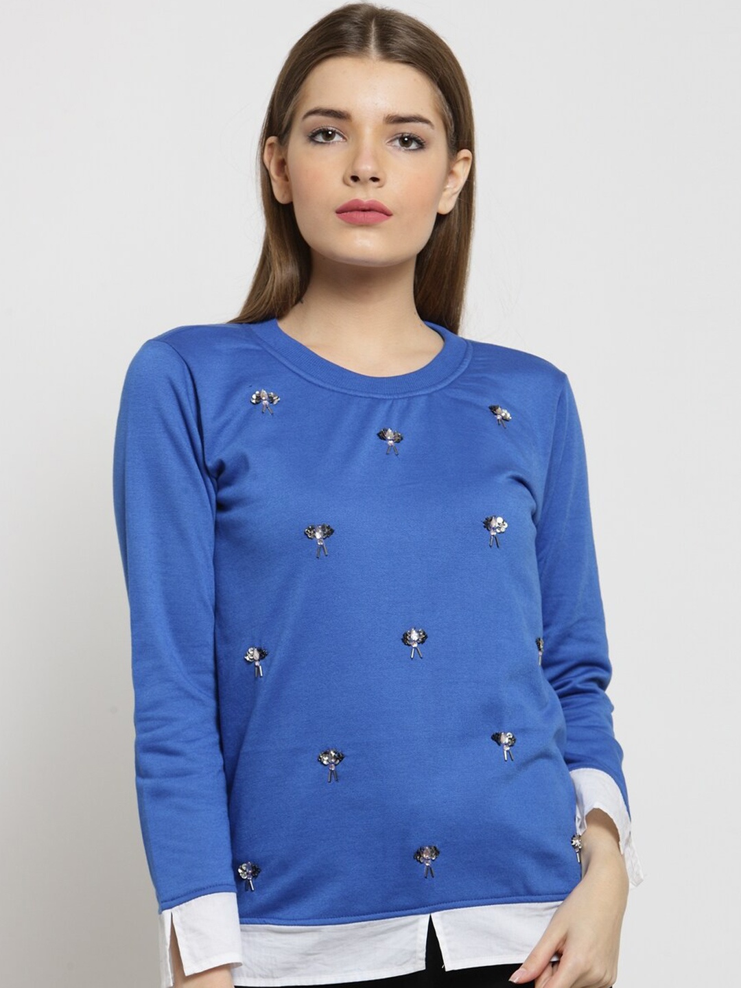 

BAESD Embellished Fleece Sweatshirt, Blue