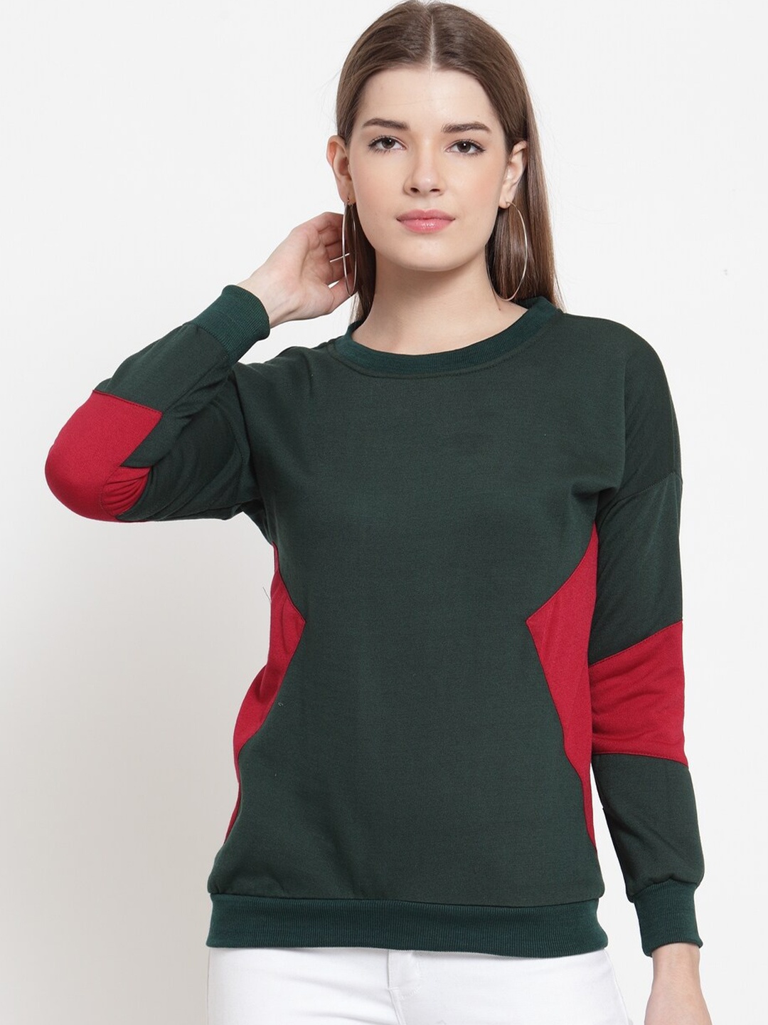 

BAESD Colourblocked Round Neck Sweatshirt, Green
