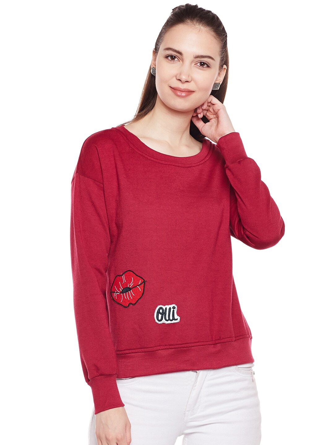 

BAESD Round Neck Fleece Sweatshirt, Maroon