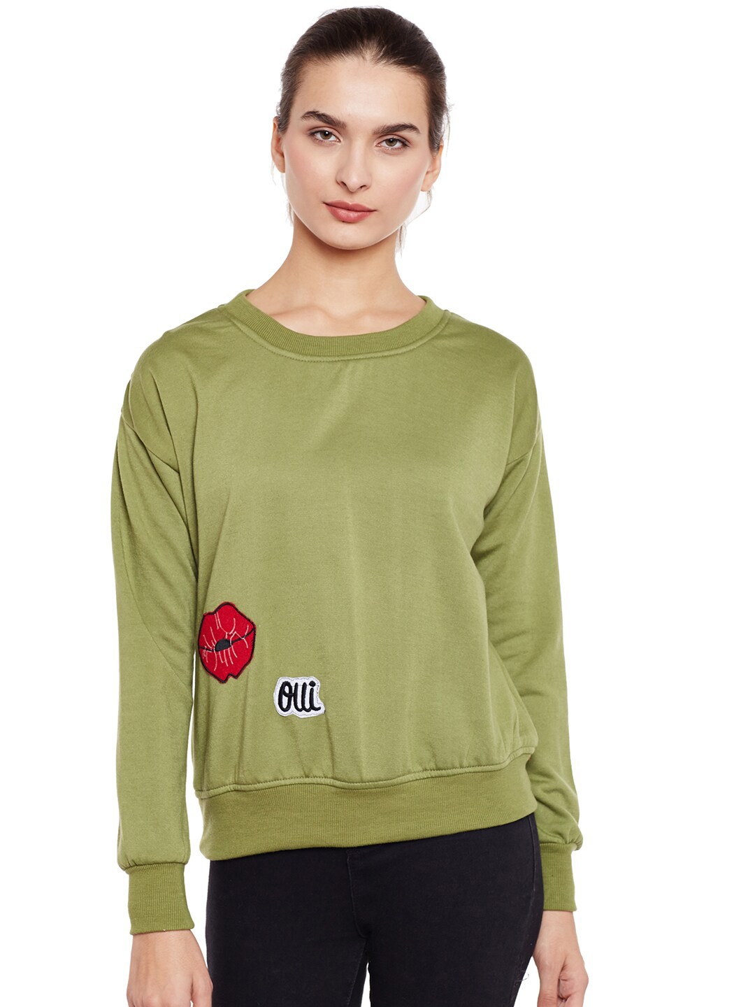 

BAESD Graphic Printed Fleece Sweatshirt, Olive