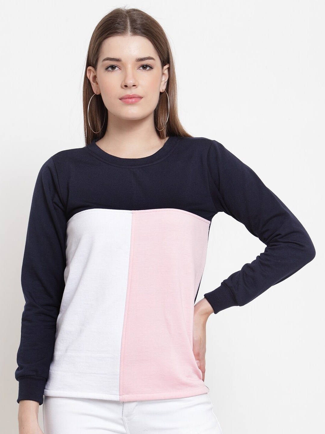 

BAESD Colourblocked Fleece Pullover Sweatshirt, Navy blue