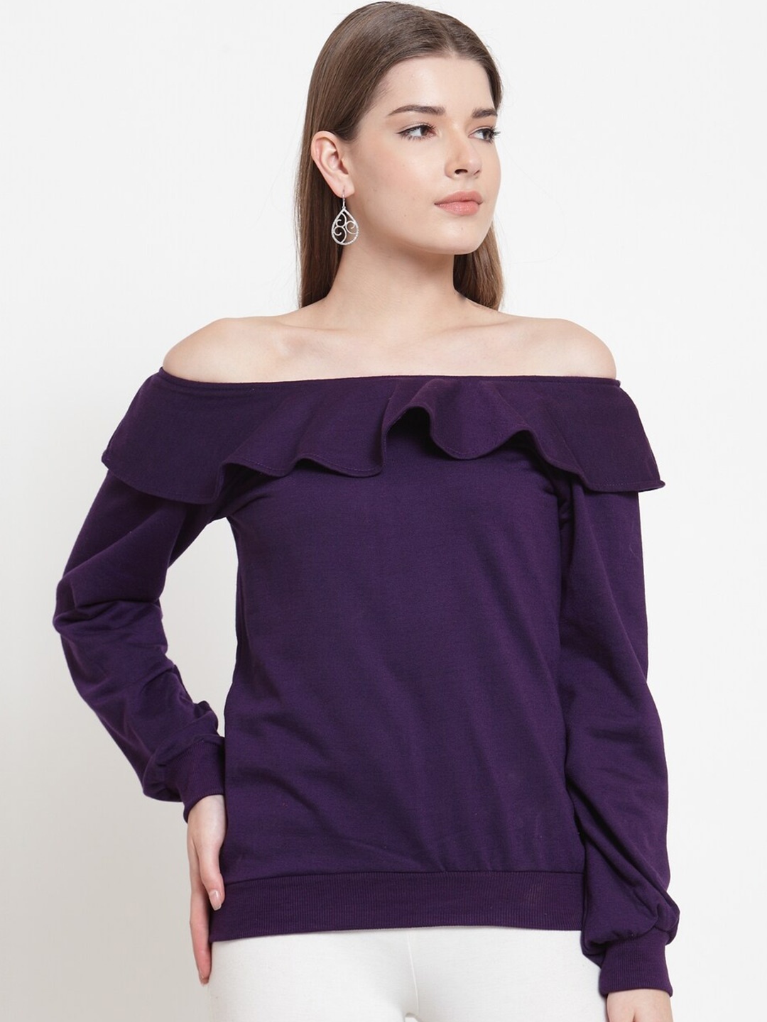 

BAESD Off Shoulder Fleece Sweatshirt, Purple
