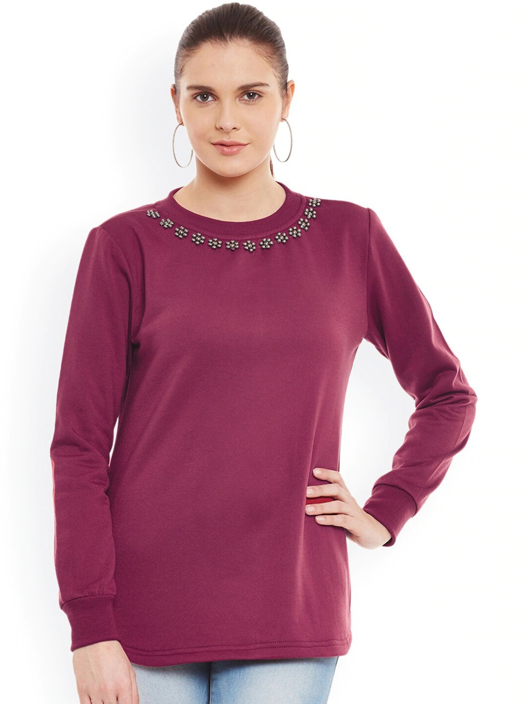 

BAESD Round Neck Fleece Sweatshirt, Maroon