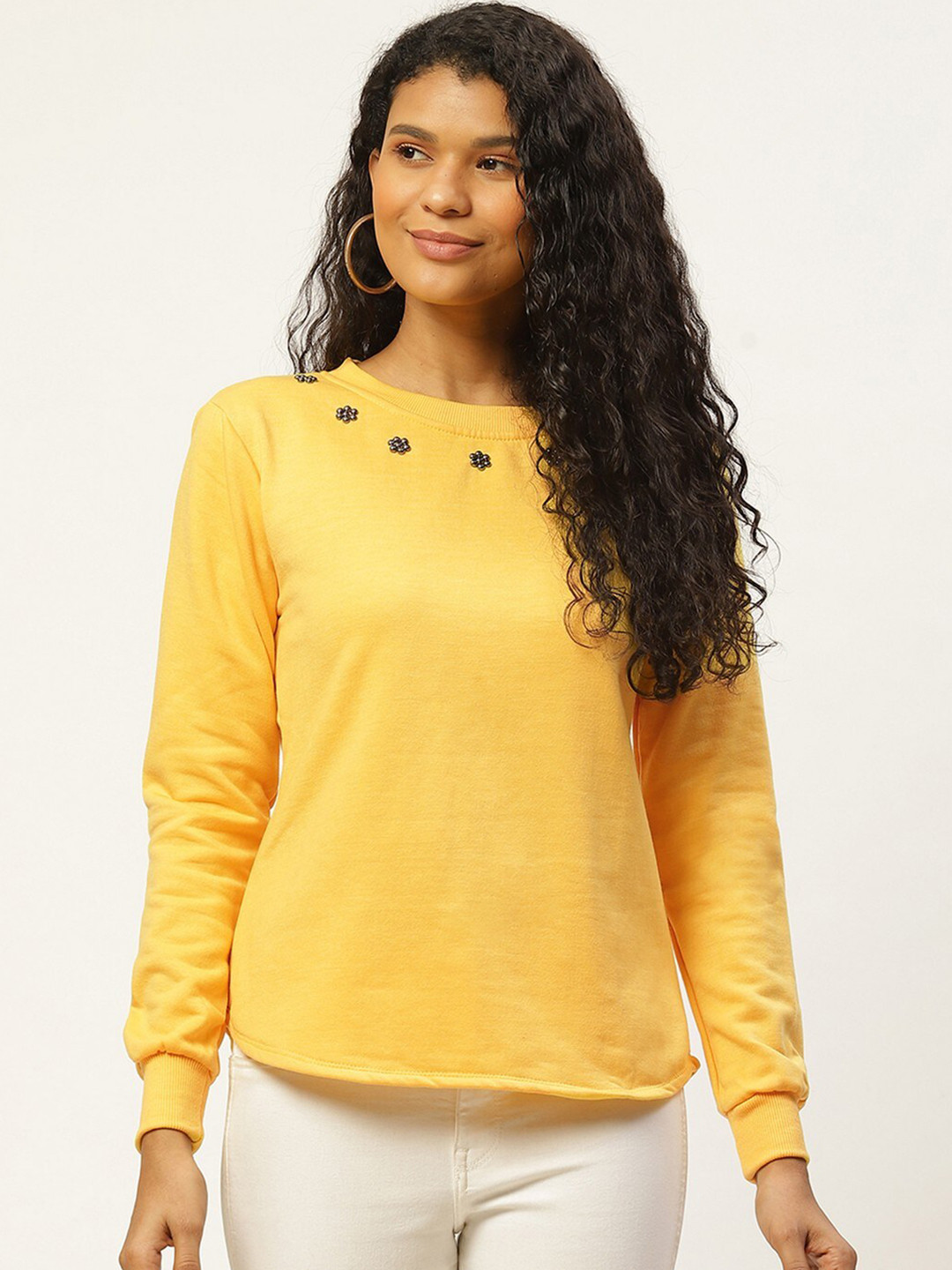 

BAESD Embellished Fleece Sweatshirt, Yellow