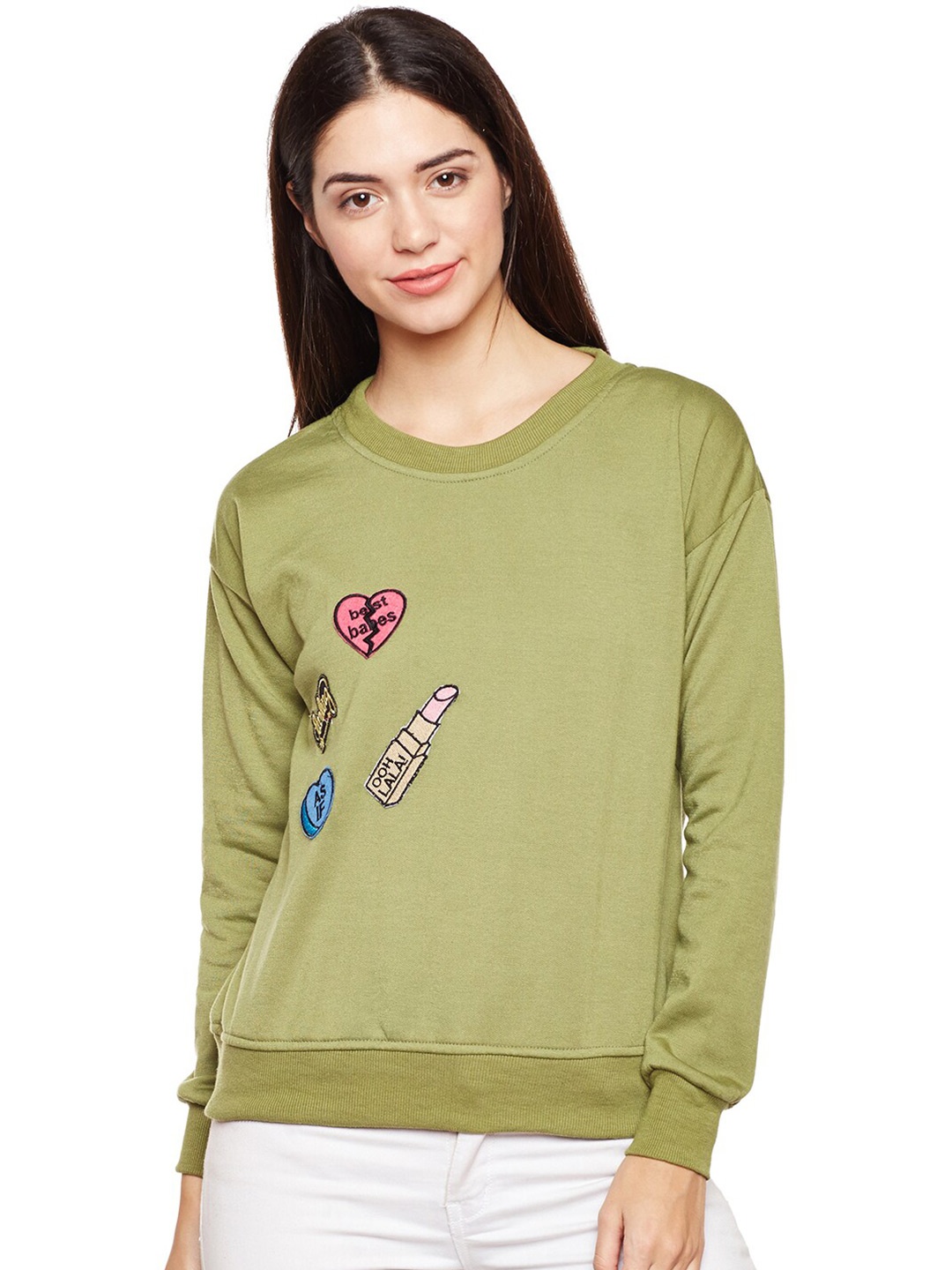 

BAESD Graphic Printed Fleece Pullover Sweatshirt, Olive