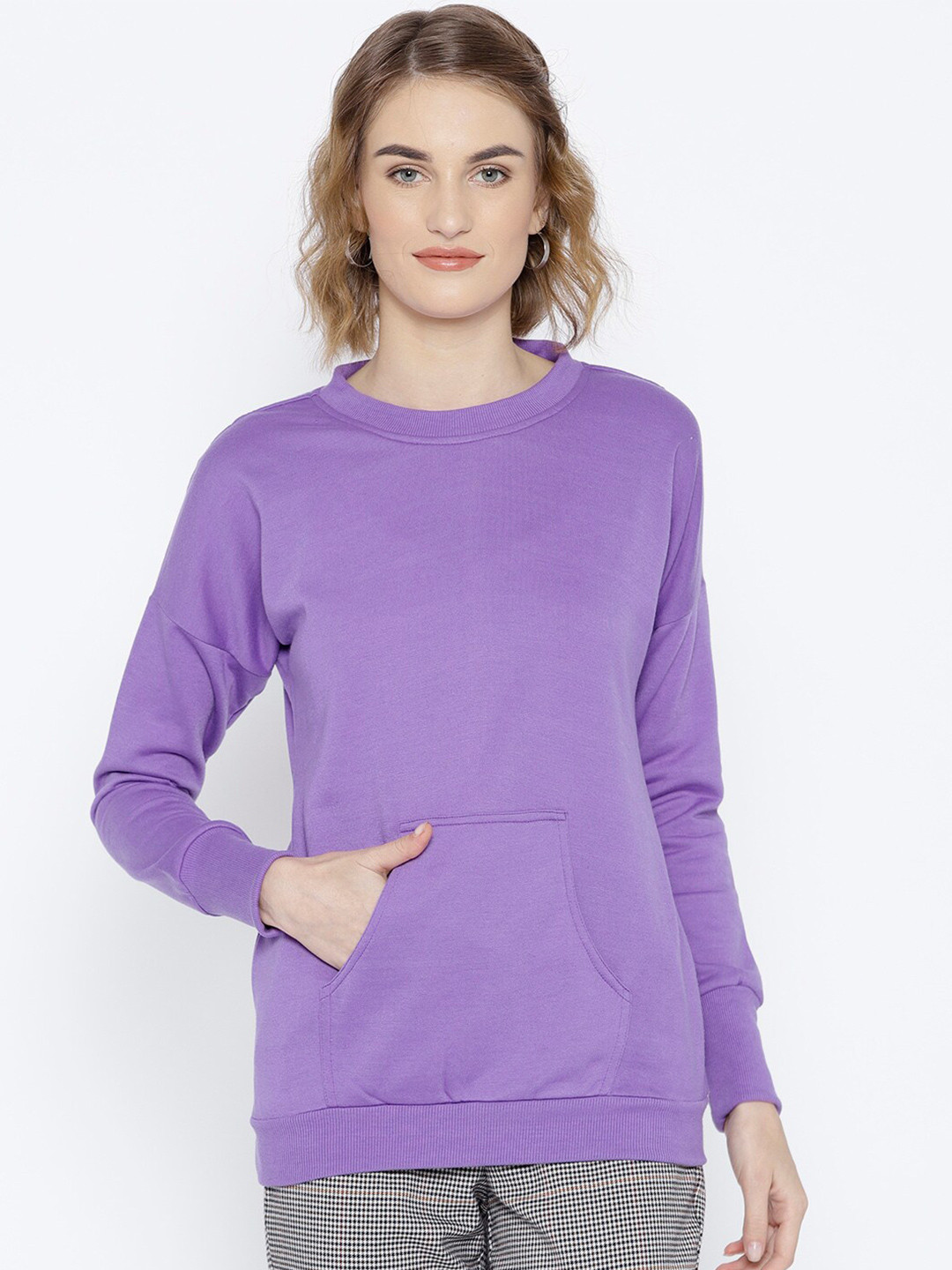

BAESD Round Neck Fleece Pullover, Violet