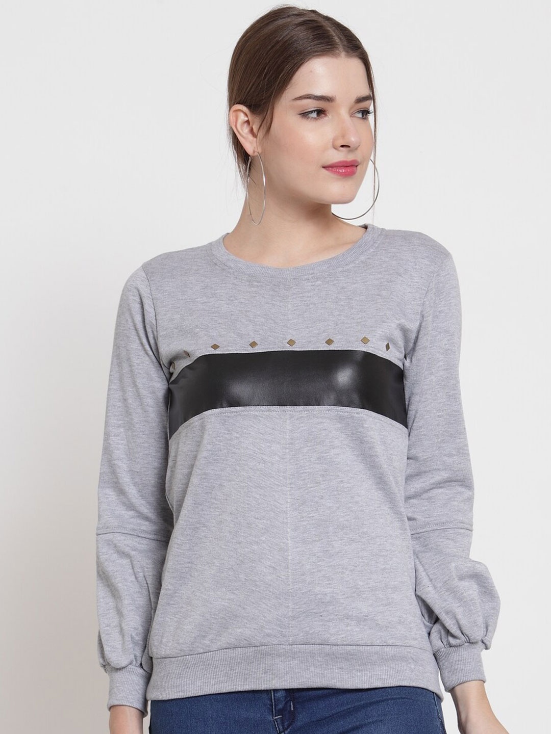 

BAESD Striped Fleece Sweatshirt, Grey
