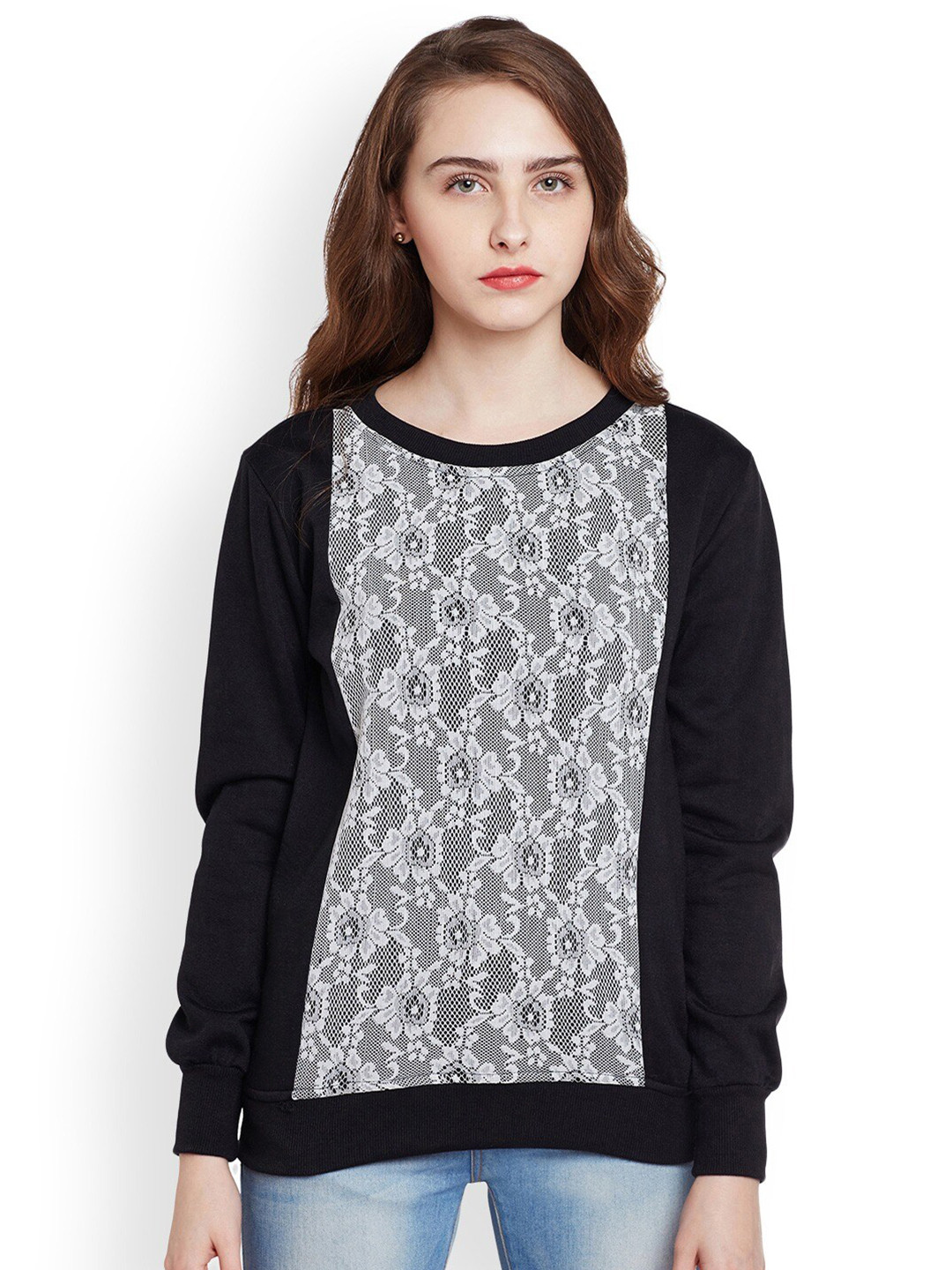 

BAESD Self Design Round Neck Sweatshirt, Black