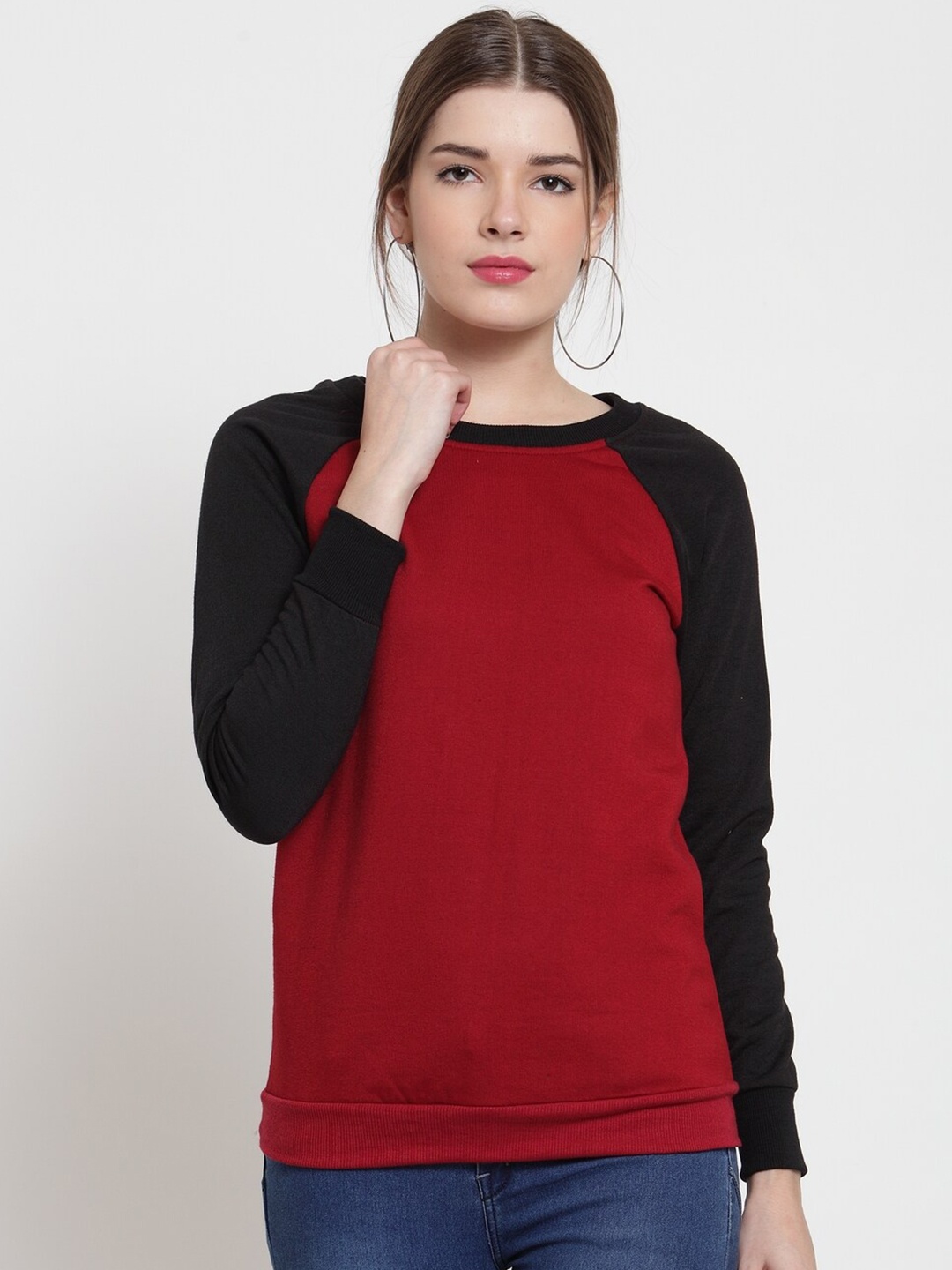 

BAESD Colourblocked Fleece Pullover, Maroon