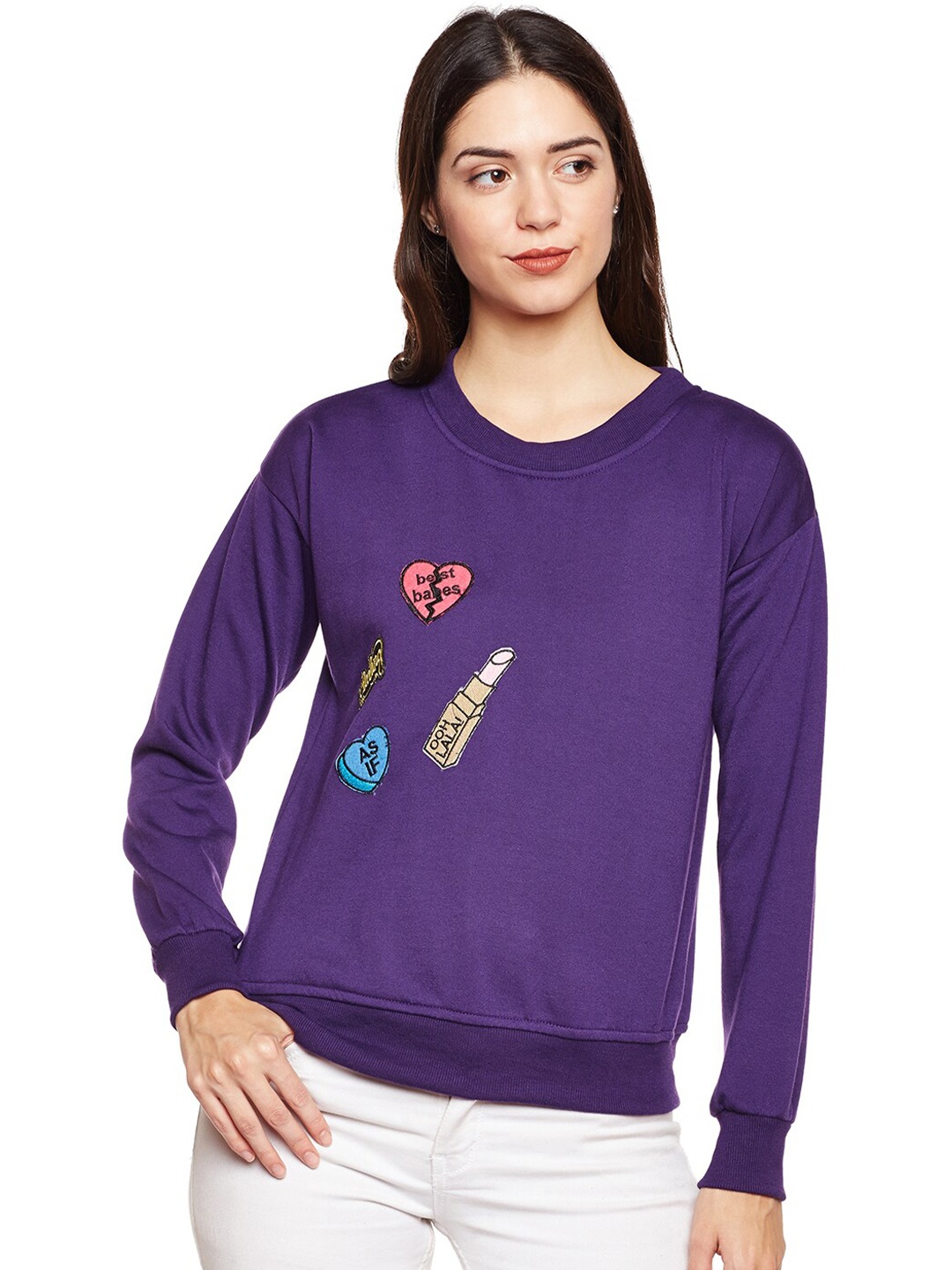 

BAESD Long Sleeves Fleece Pullover, Purple