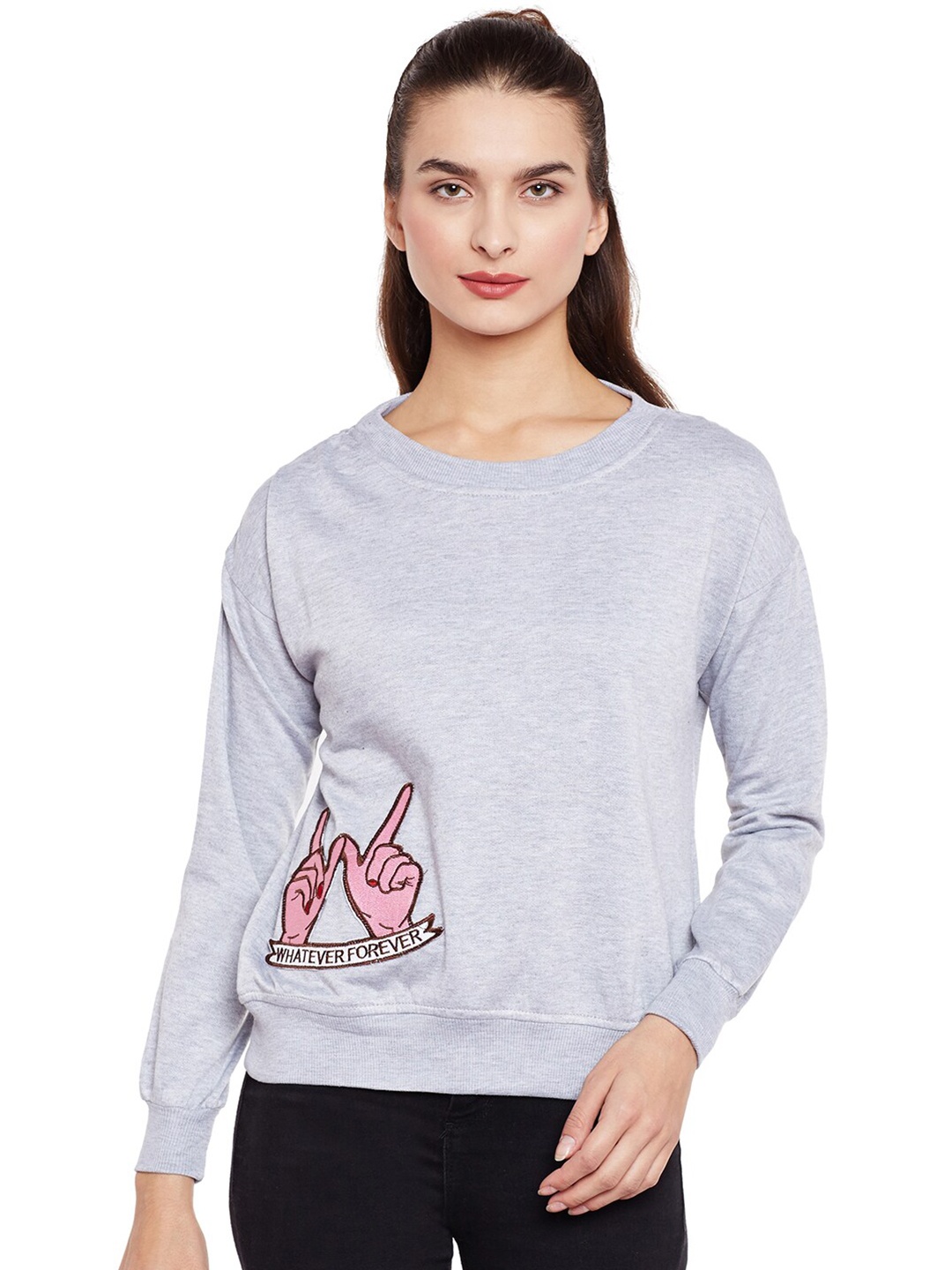 

BAESD Round Neck Fleece Sweatshirt, Grey melange