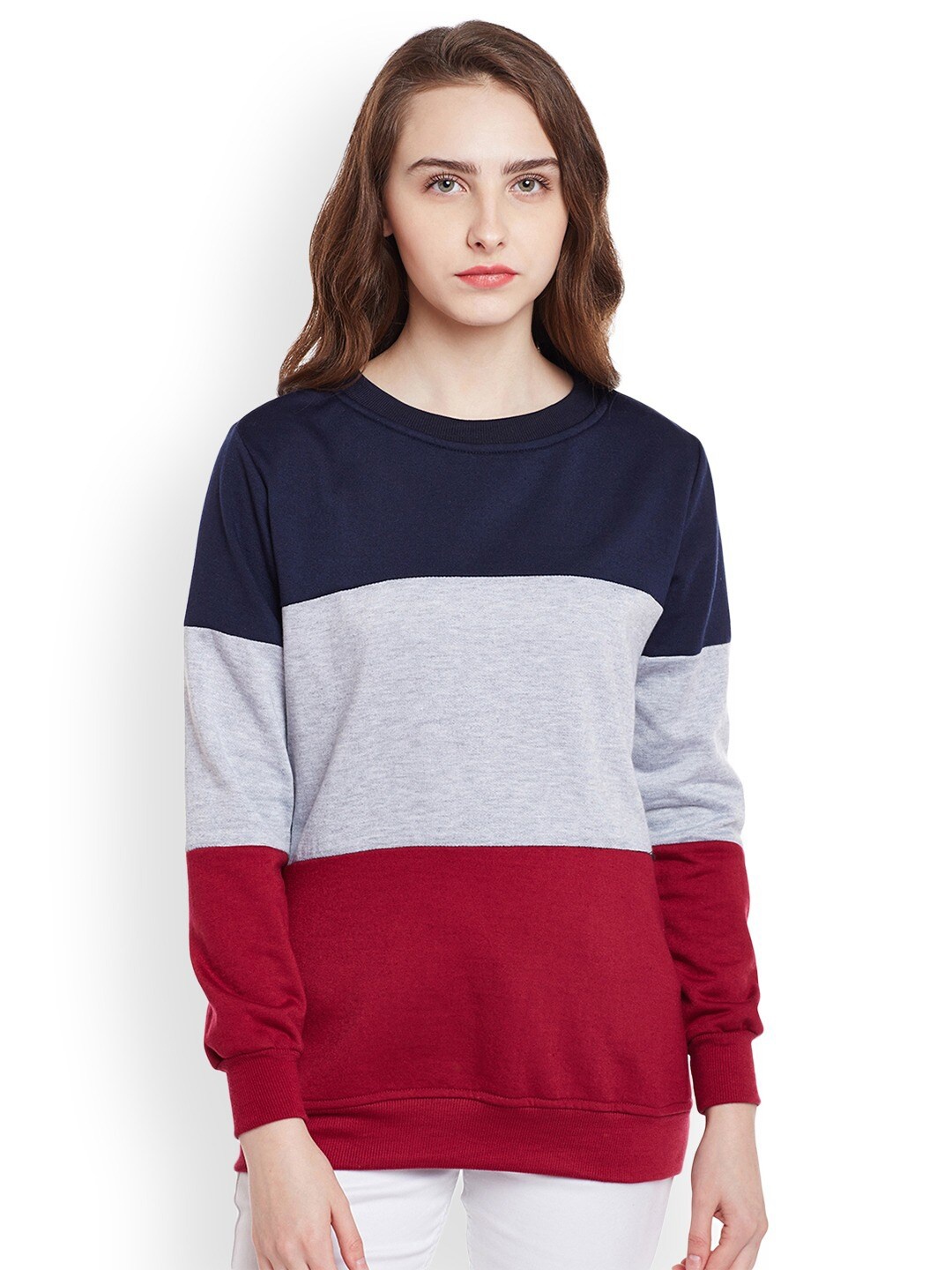 

BAESD Colourblocked Fleece Pullover Sweatshirt, Navy blue