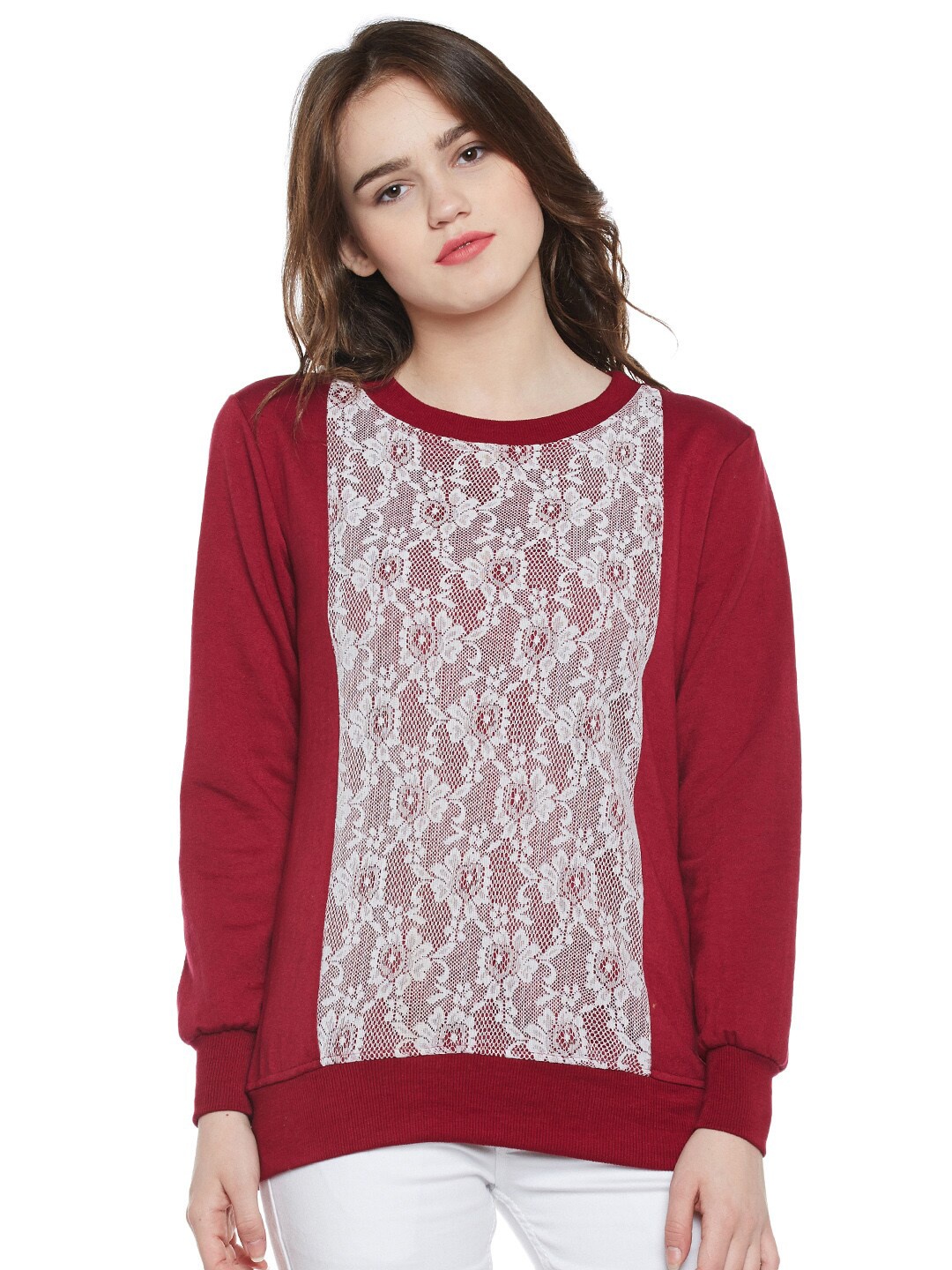 

BAESD Self Design Round Neck Sweatshirt, Maroon