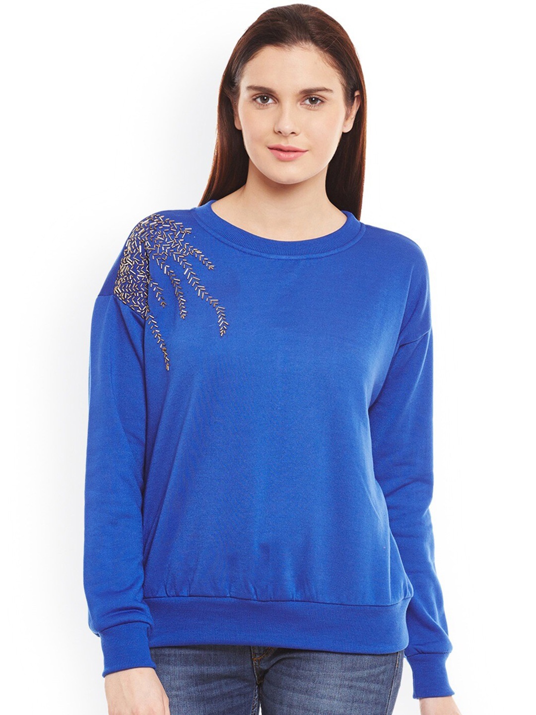 

BAESD Embellished Ribbed Sweatshirt, Blue