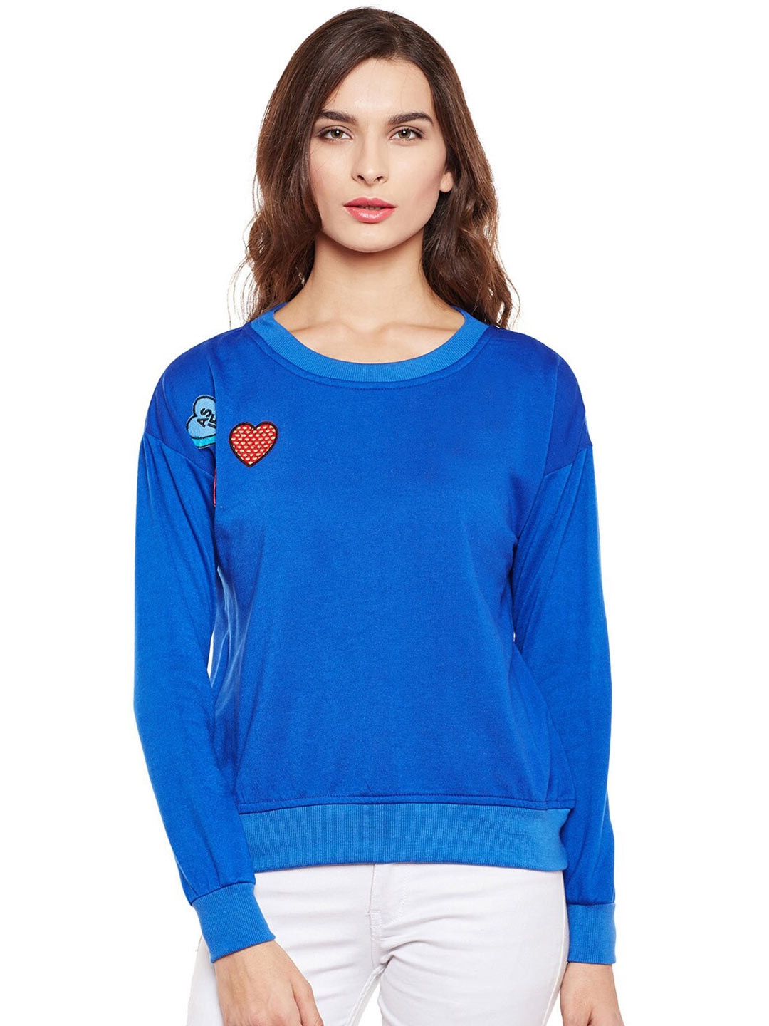 

BAESD Embroidered Detail Round Neck Pullover, Blue