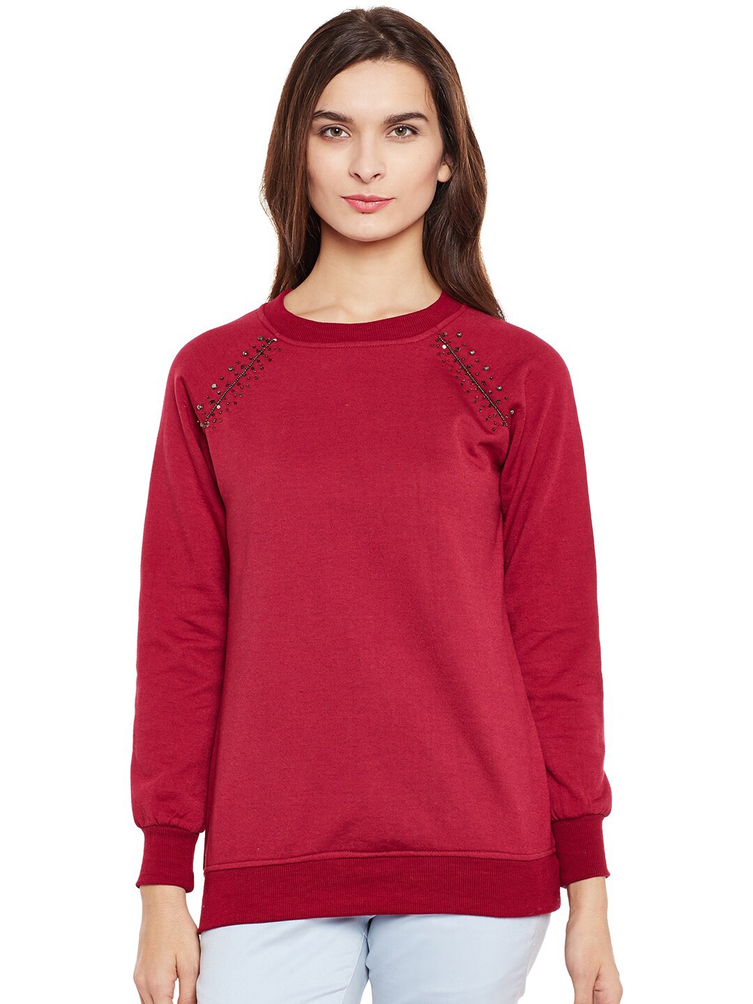 

BAESD Round Neck Fleece Sweatshirt, Maroon